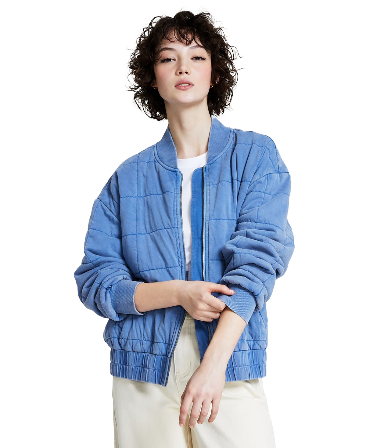 Women's Washed Quilted Zip-Front Jacket