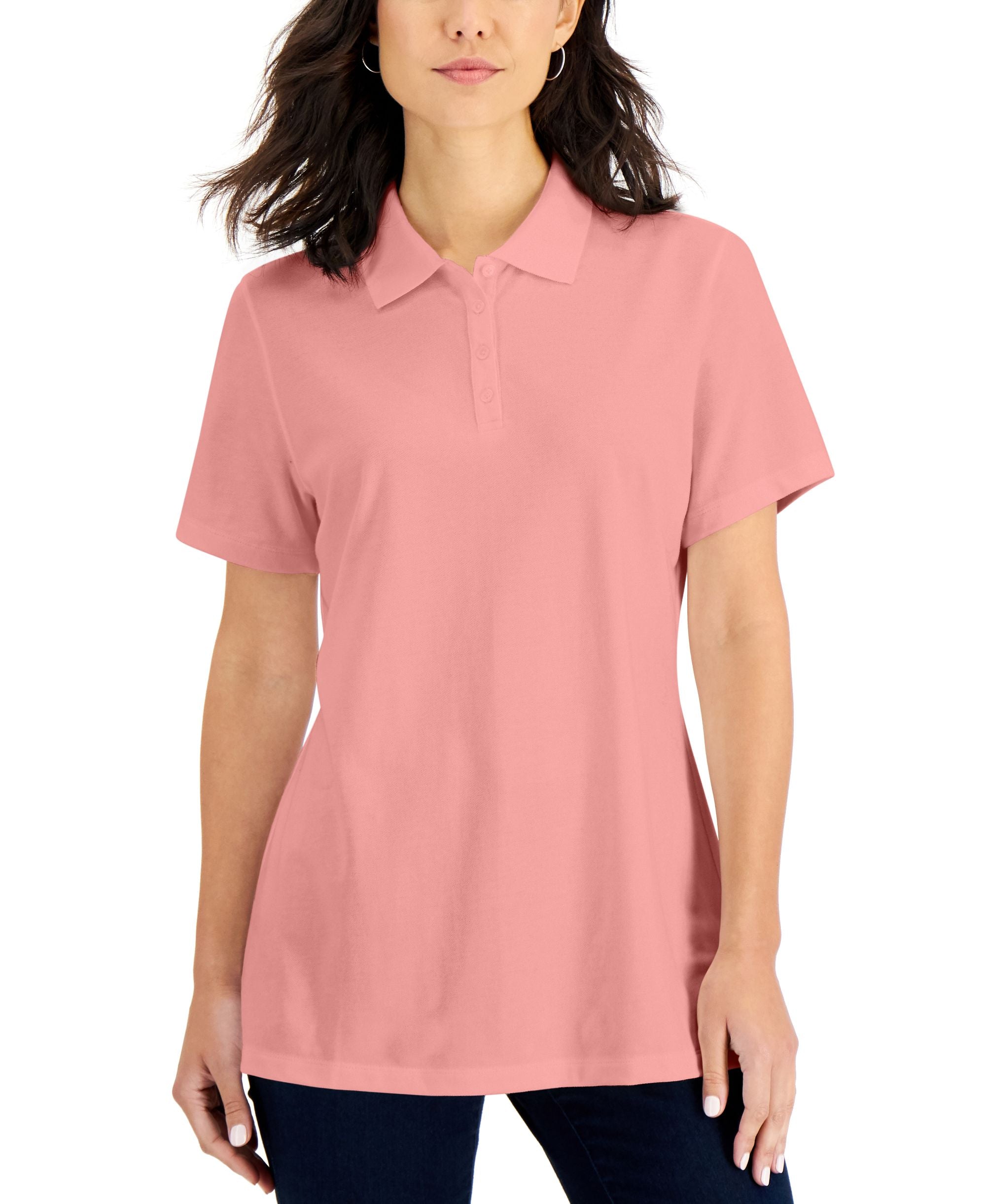 Karen Scott Short Sleeve Pique Knit Polo
