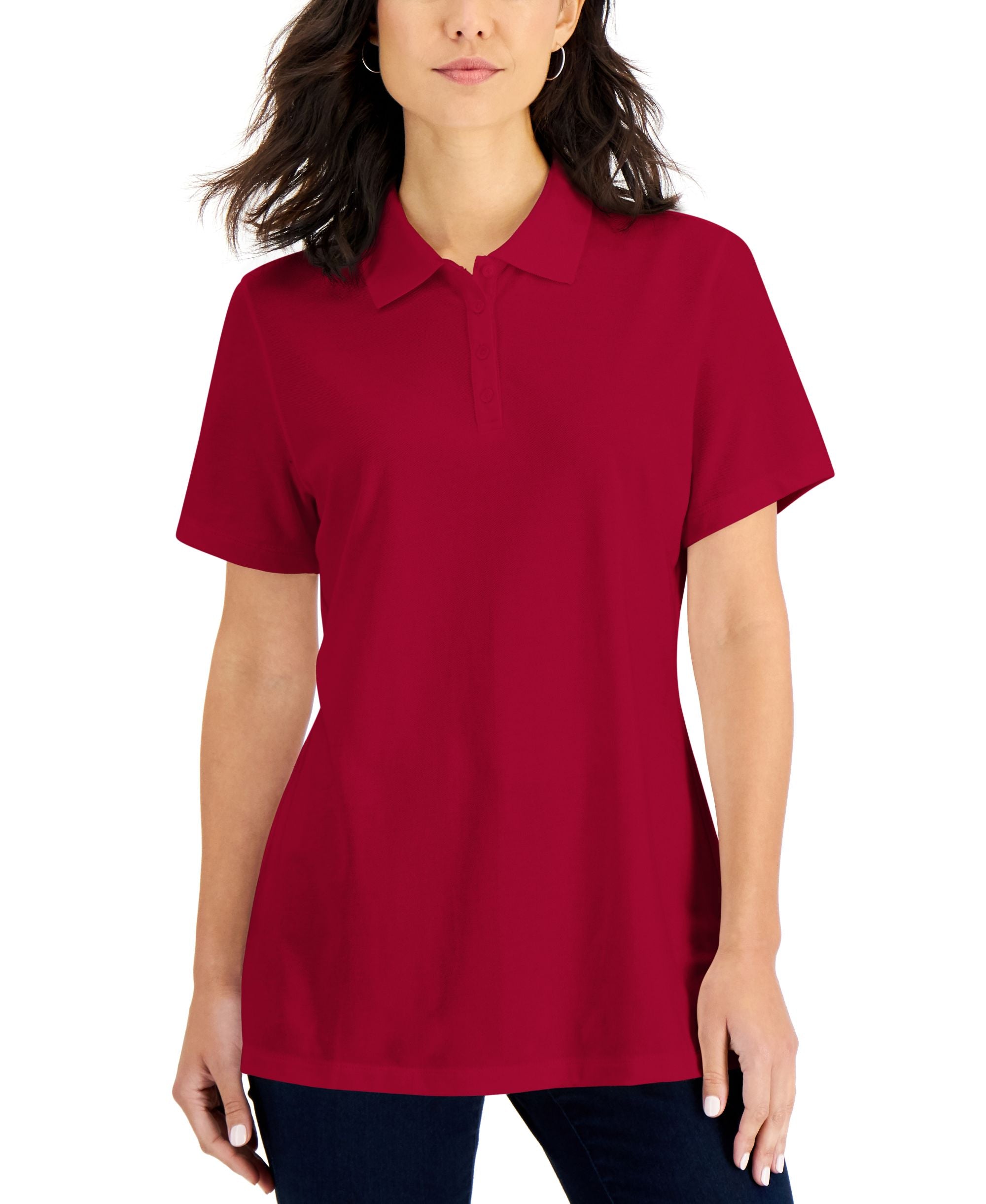 Karen Scott Short Sleeve Pique Knit Polo