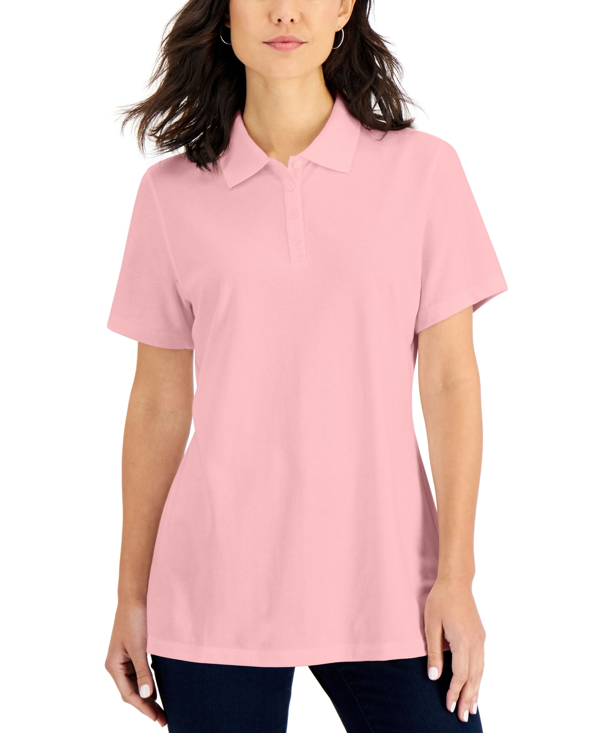 Karen Scott Short Sleeve Pique Knit Polo