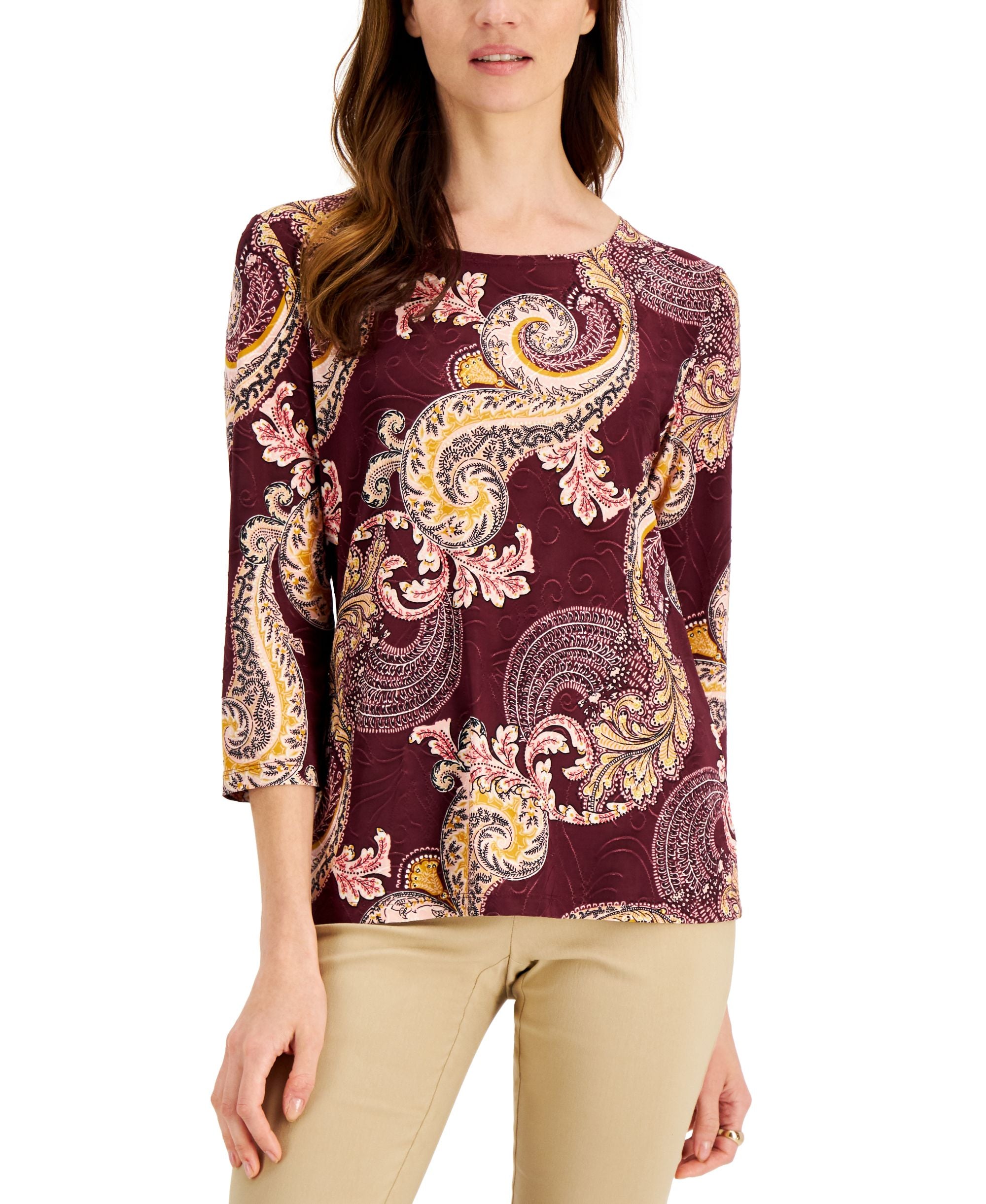 JM Collection Printed 3/4 Sleeve Tunic