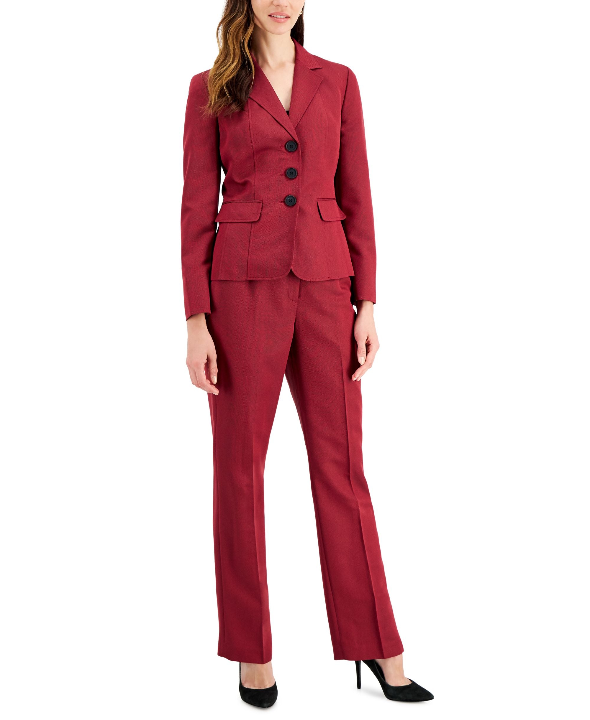 Three-Button Jacket & Pants, Regular & Petite Sizes