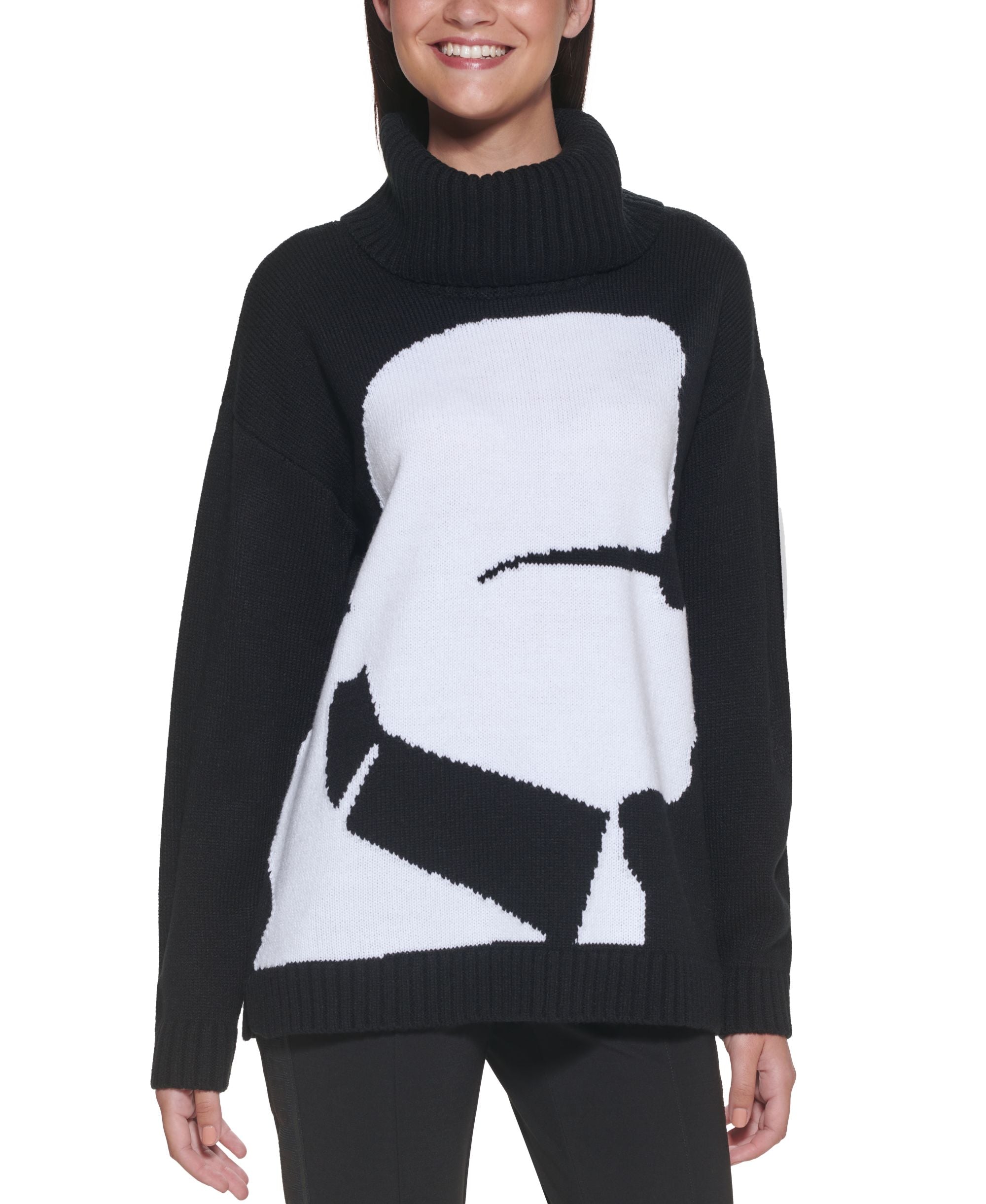 Karl Lagerfeld Paris Contrast Cowlneck Sweater