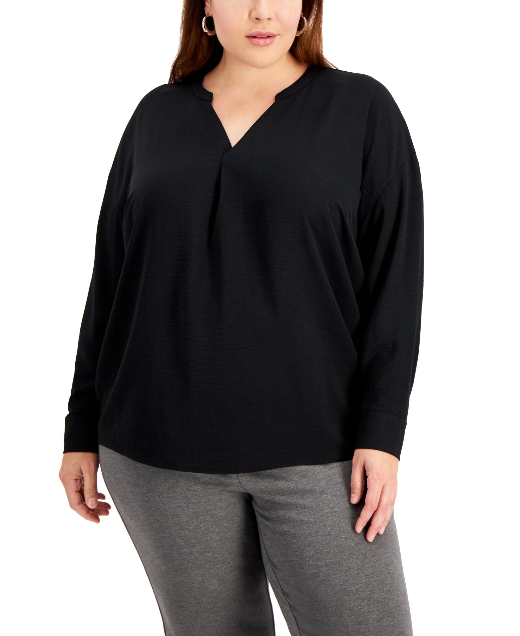 Alfani Plus Size V Neck Top