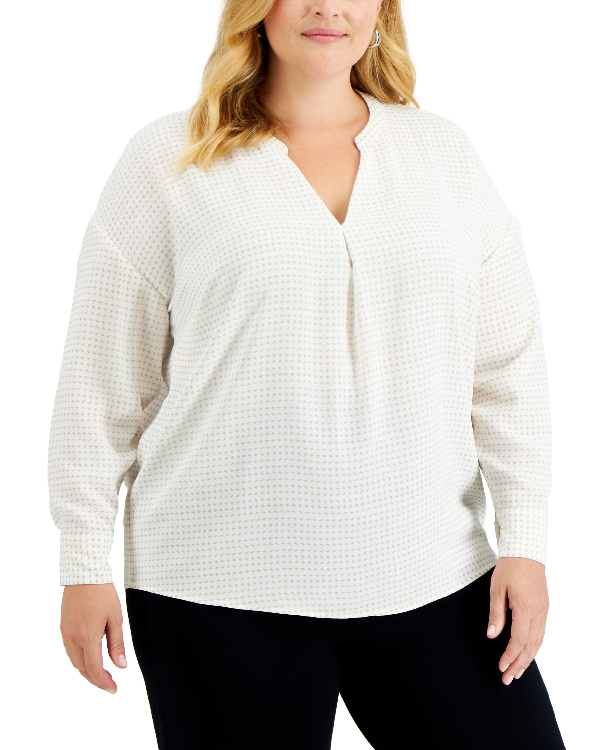 Alfani Plus Size Split Neck Top