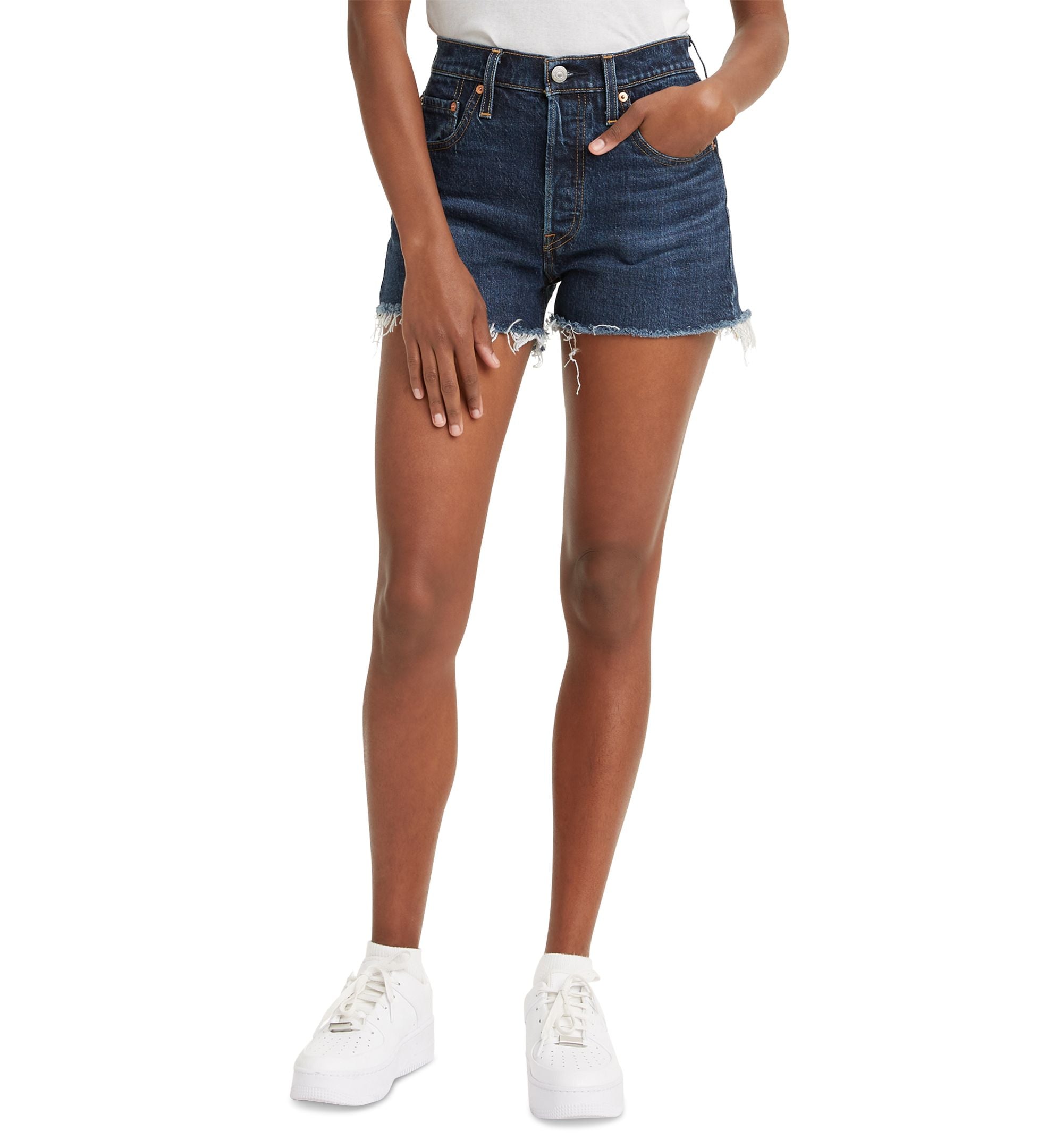 Women's 501 Button Fly Cotton High-Rise Denim Shorts