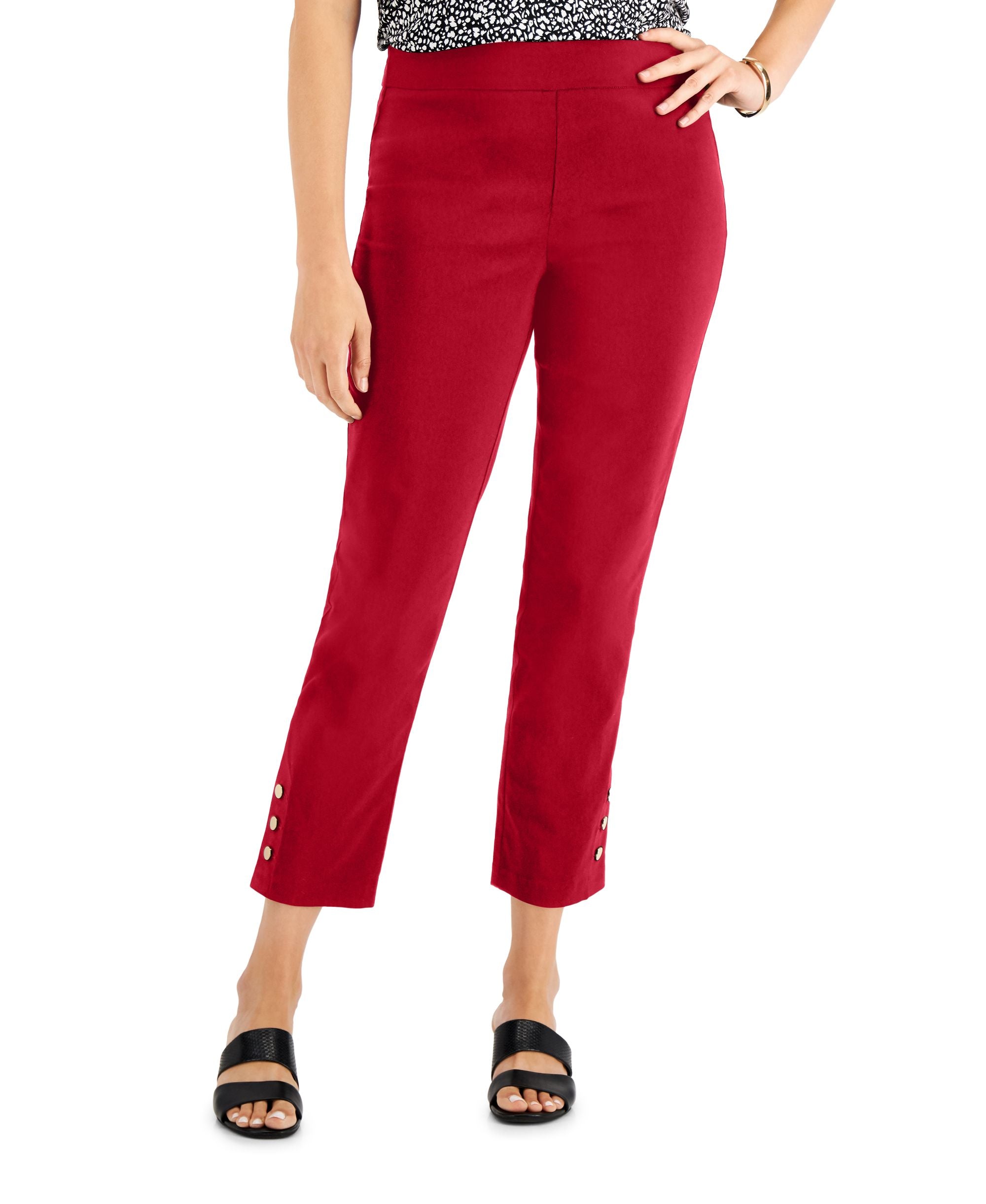 JM Collection Snap Hem Pull On Pants