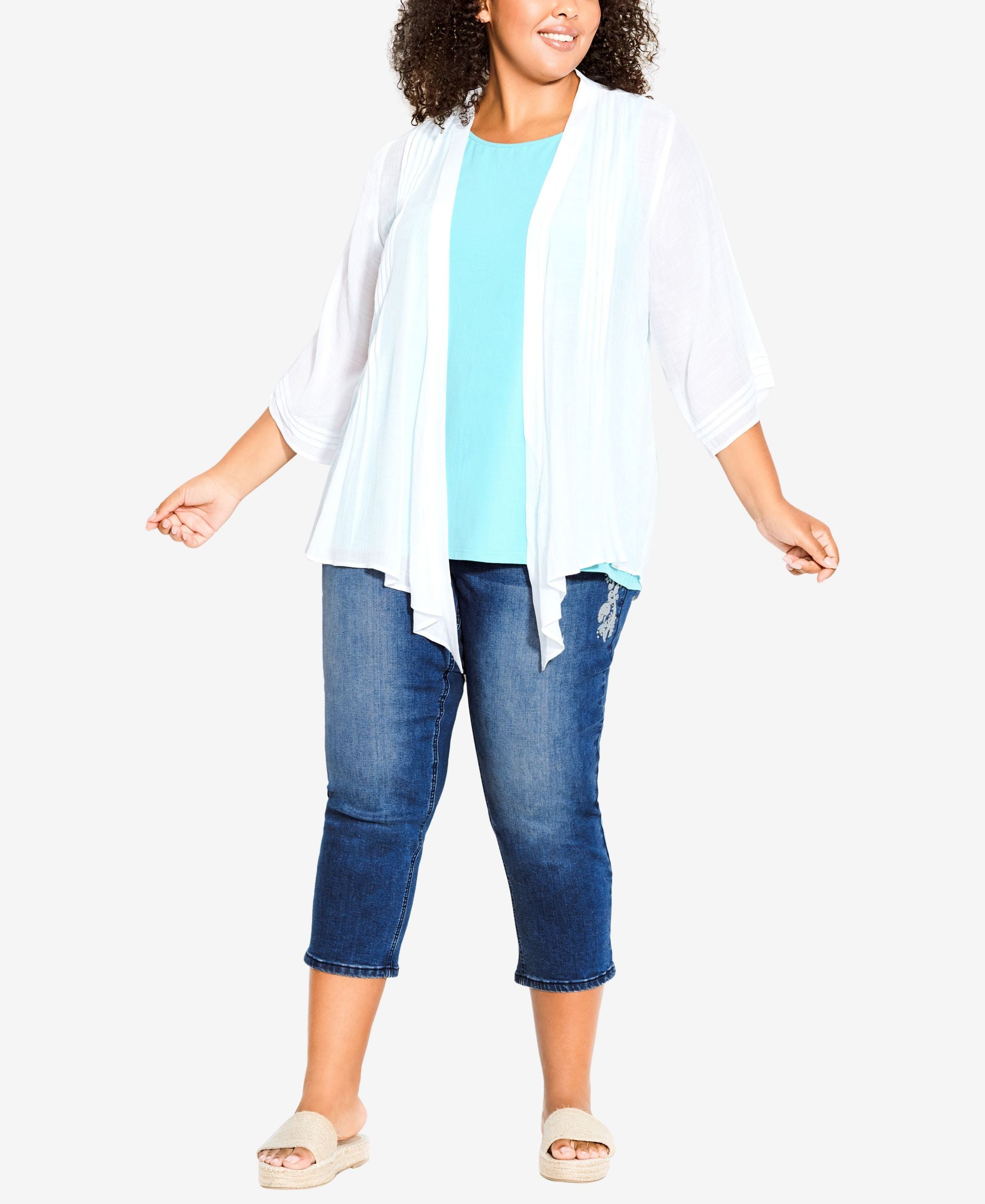 Plus Size Embroidered Denim Crop Jeans