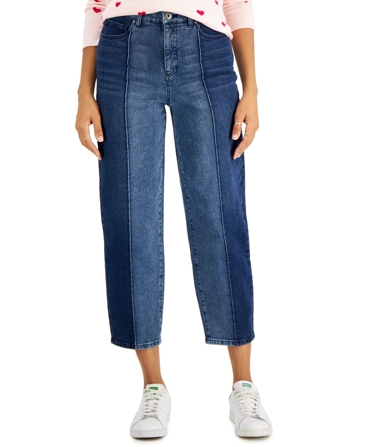 Style & Co Petite Two Tone Mom Jeans