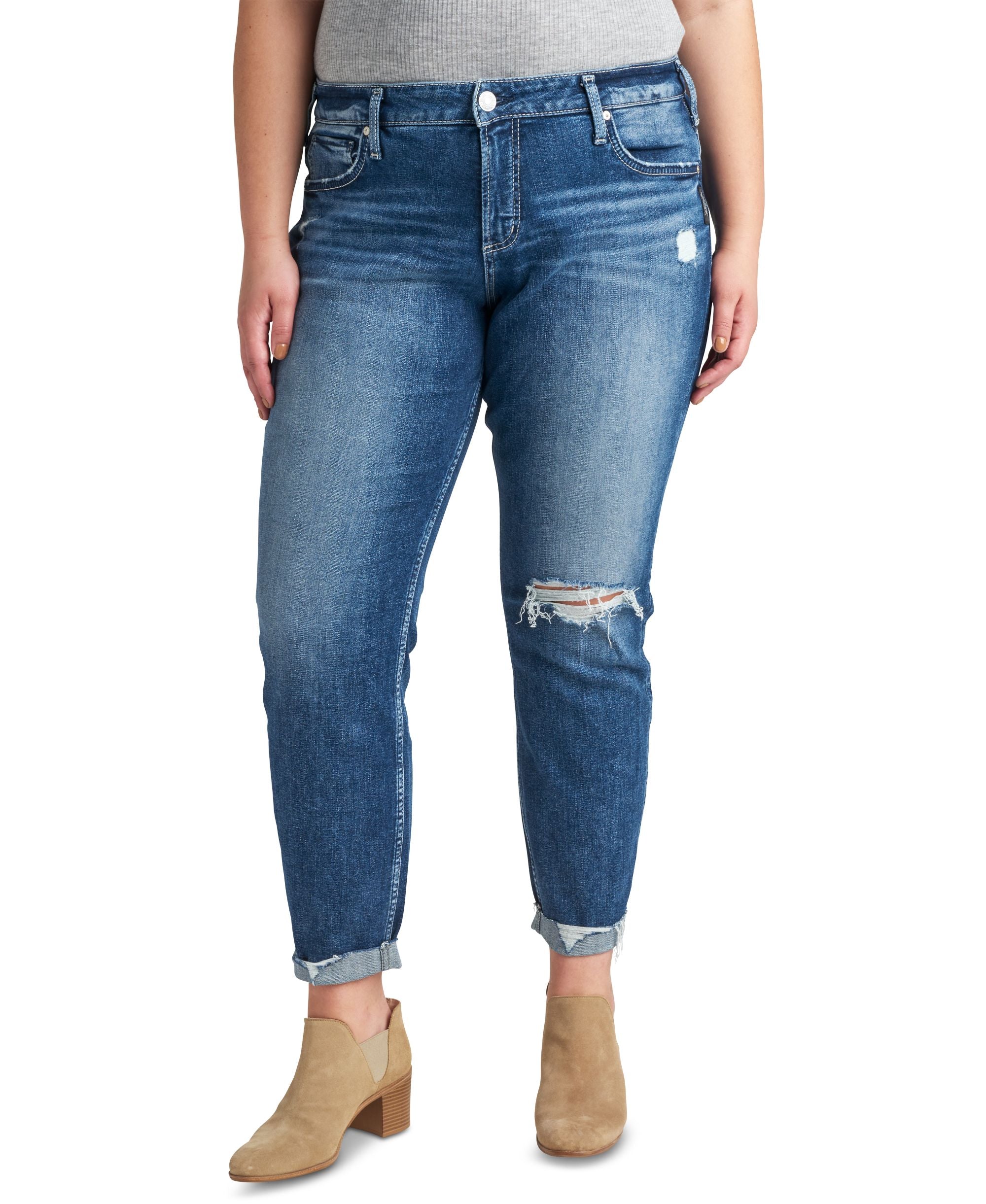 Silver Jeans Co. Trendy Plus Size Boyfriend Slim Leg Jeans