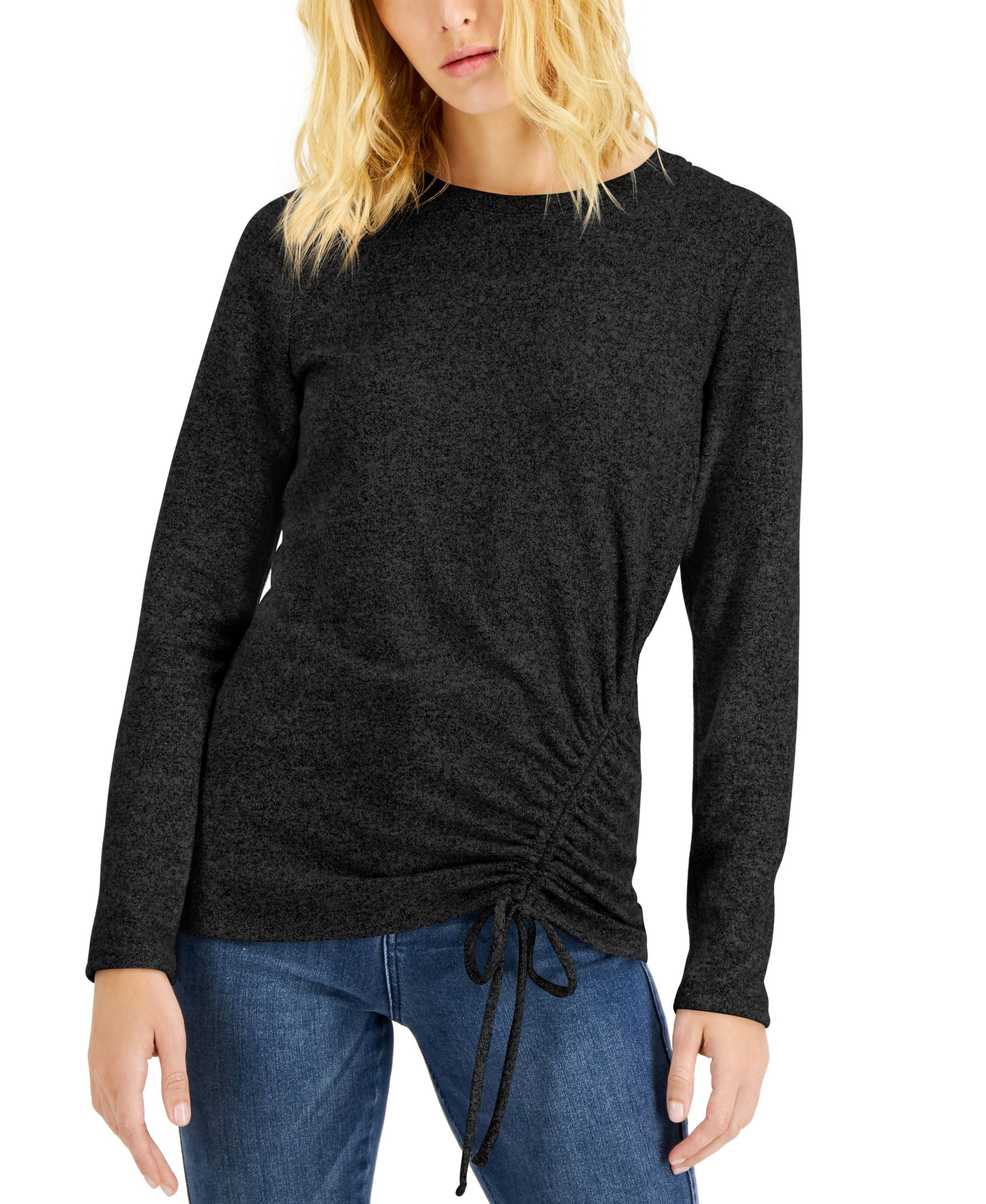 INC International Concepts Metallic Side Ruched Knit Top