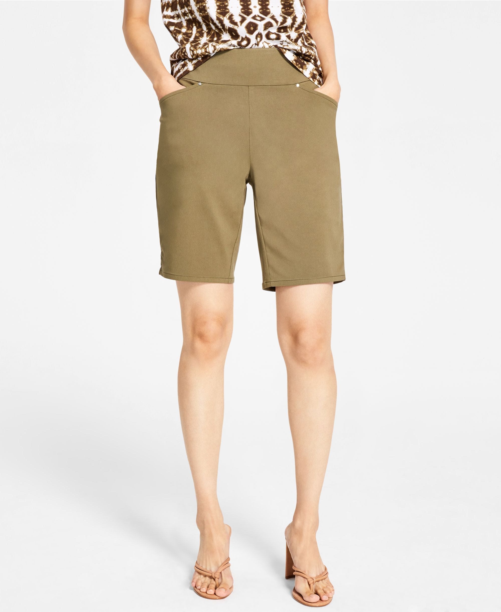 INC International Concepts High Rise Pull On Bermuda Shorts