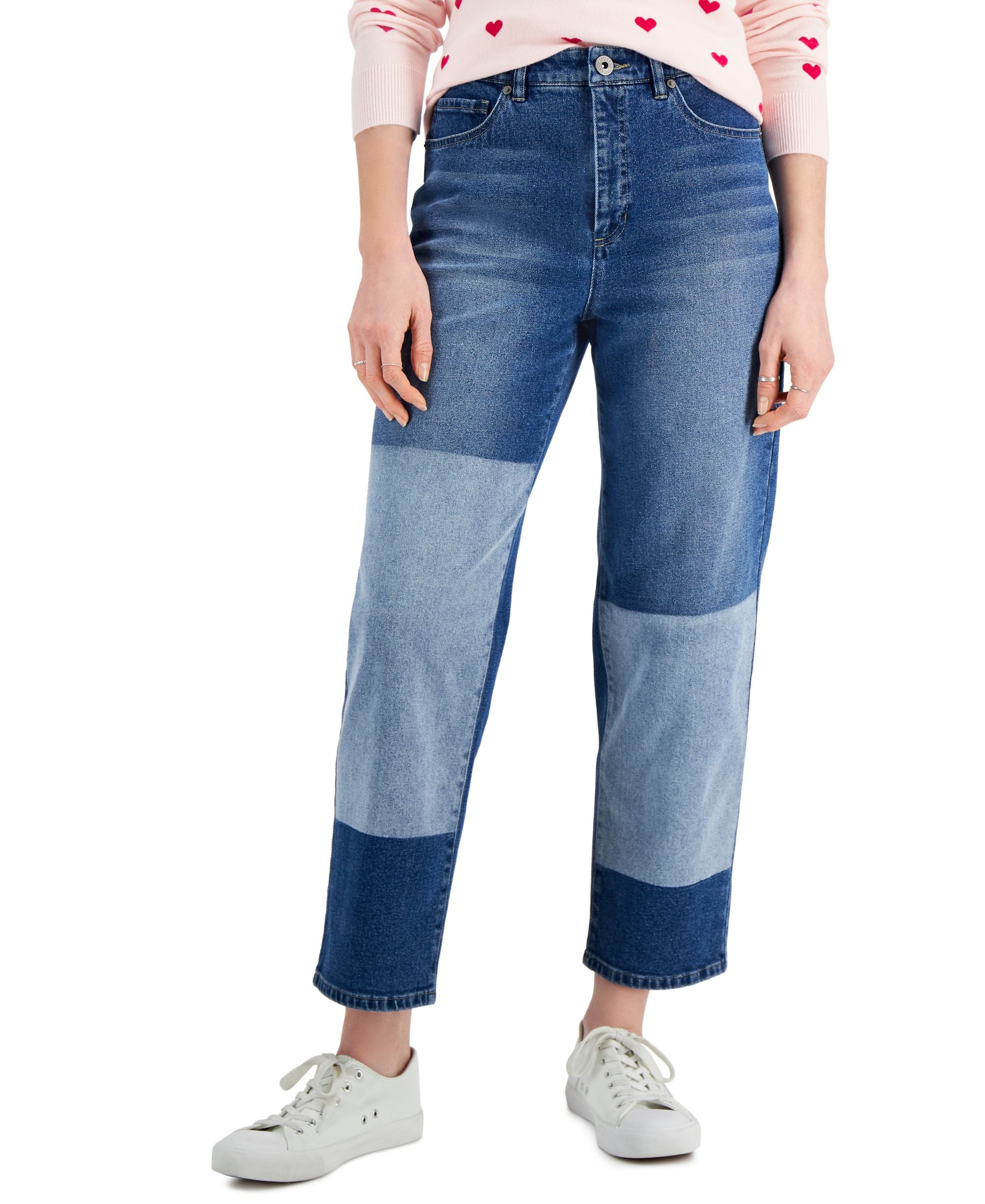 Style & Co Two Tone Straight Crop Jeans