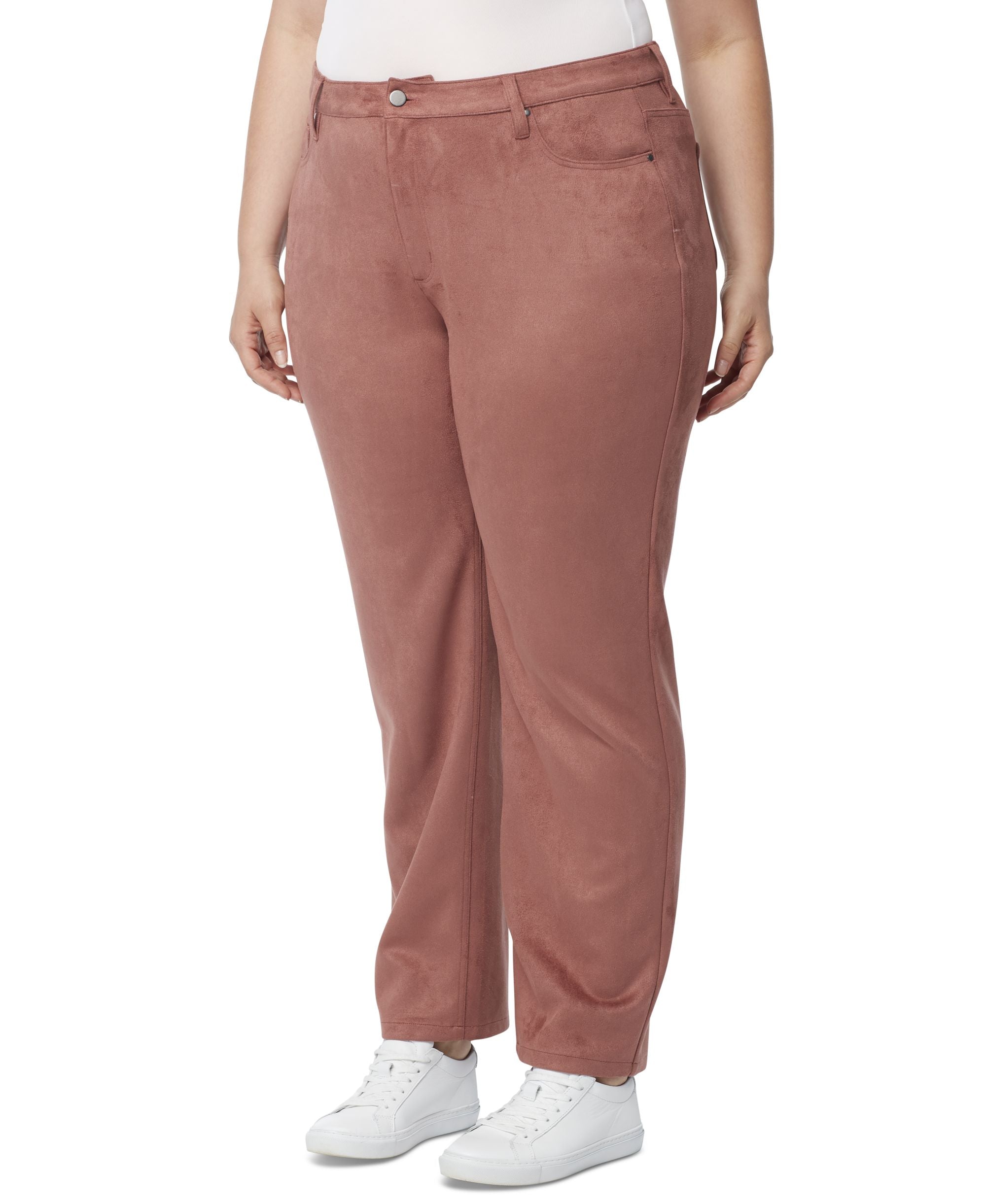 Jones New York Plus Size Faux Suede Straight Leg Pants