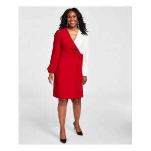 Colorblocked Surplice Side-Tie Dress