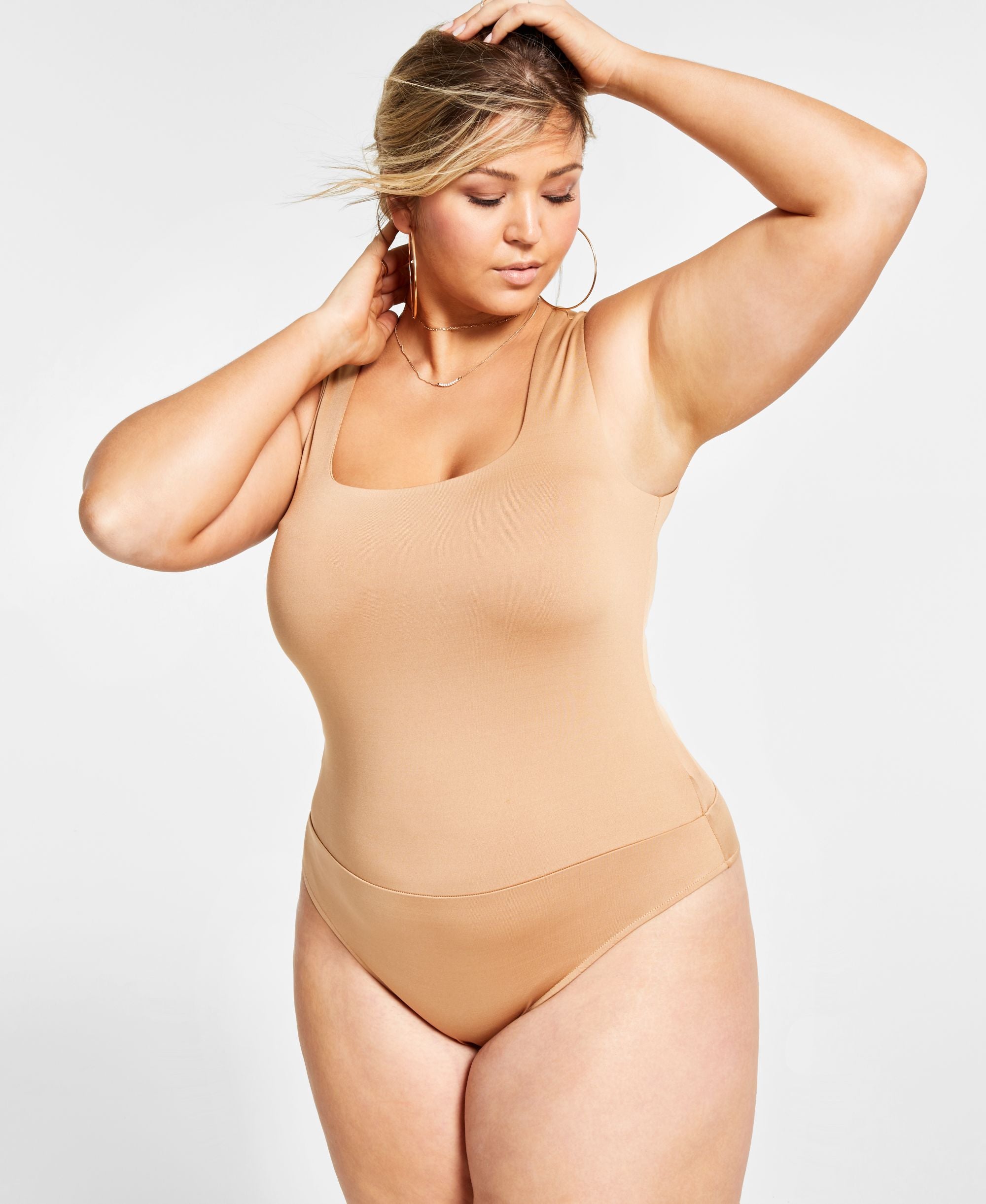 Nina Parker Trendy Plus Size Scoop Neck Tank Bodysuit