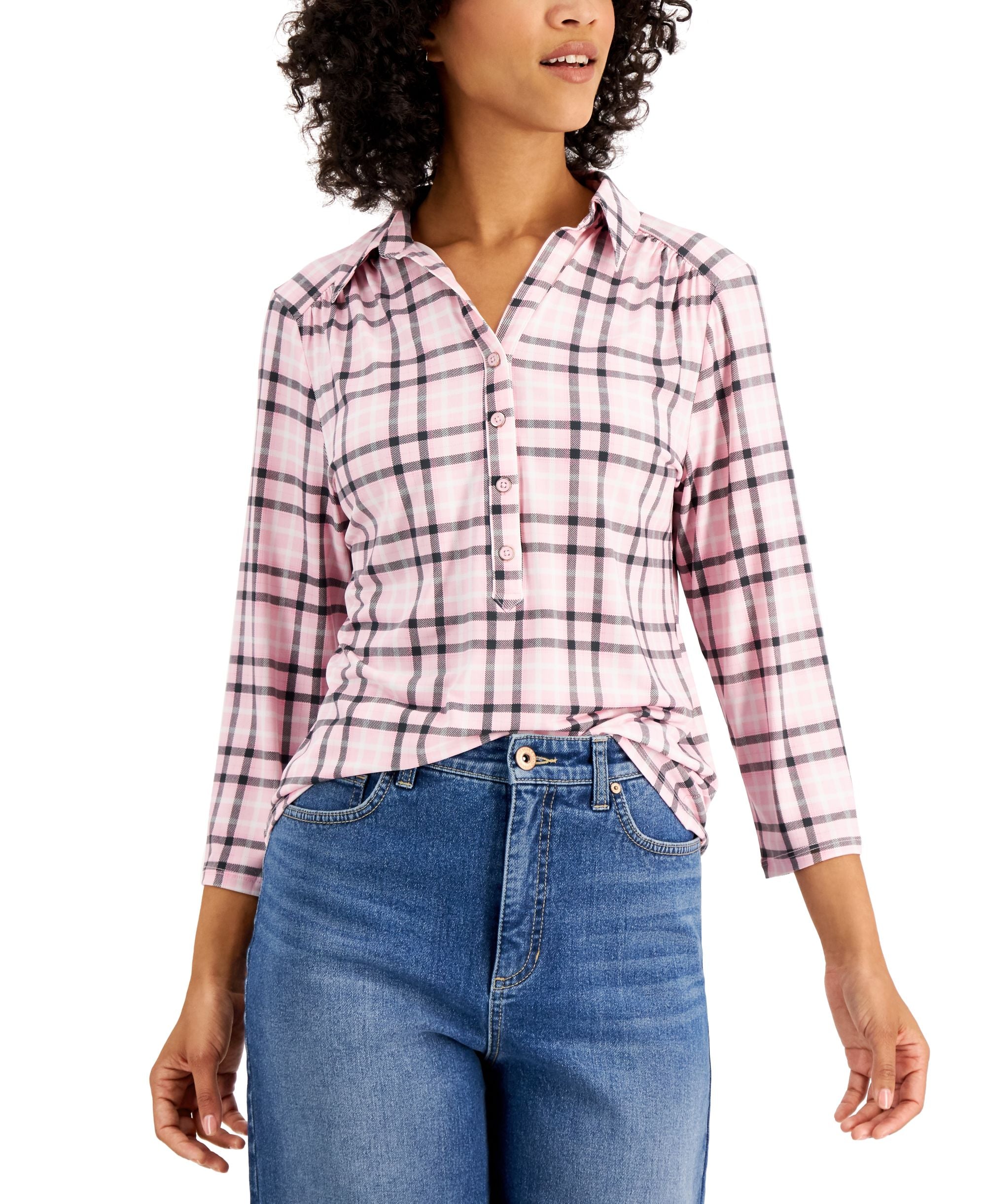 Charter Club Petite Plaid Polo Shirt