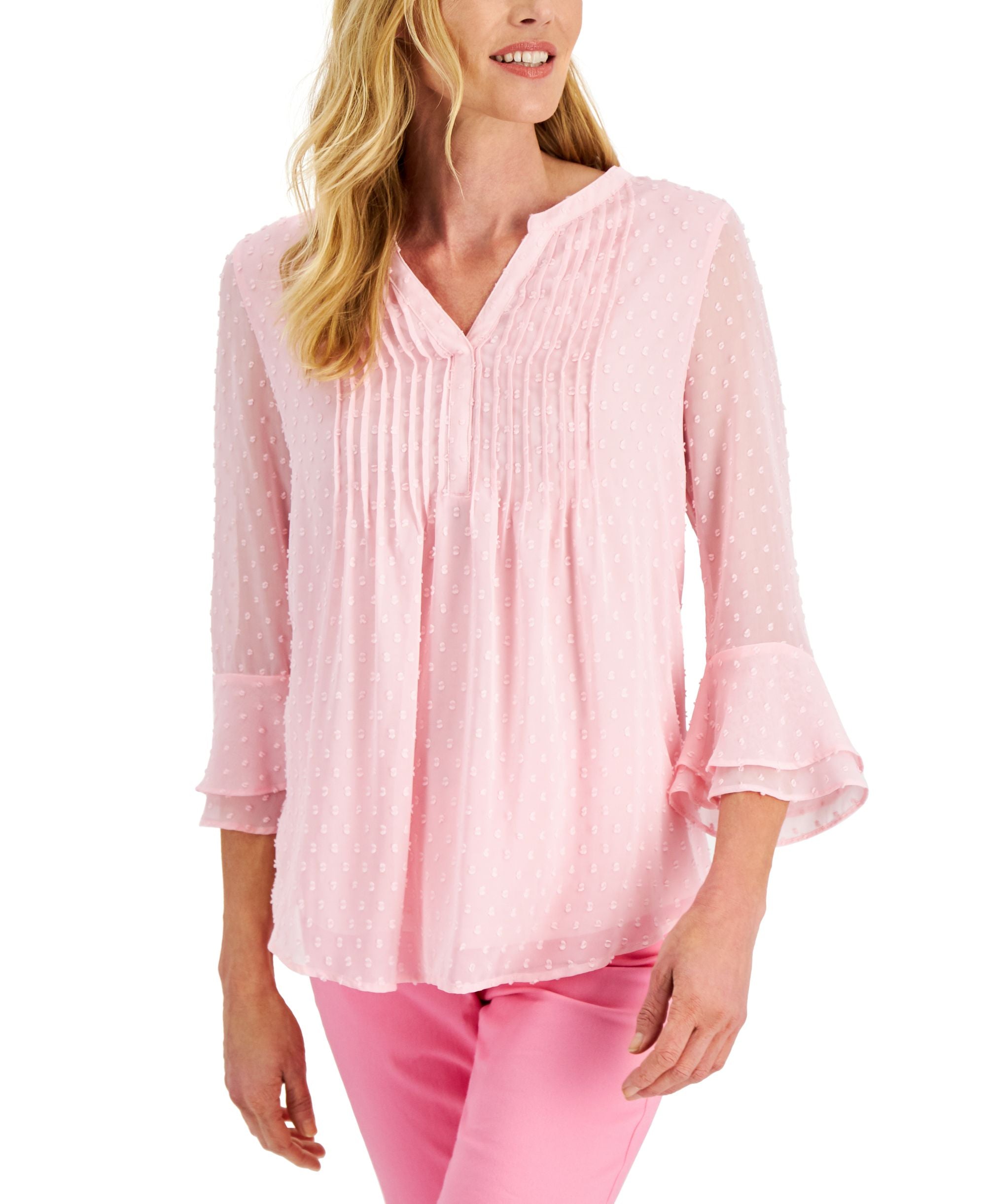 Women's Textured Pintuck Top, Regular & Petite