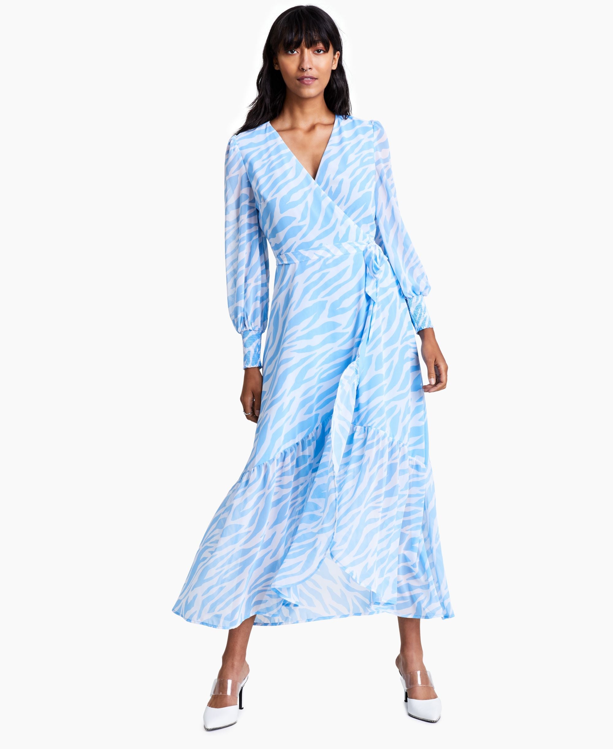 Bar III Tiger Print Wrap Maxi Dress