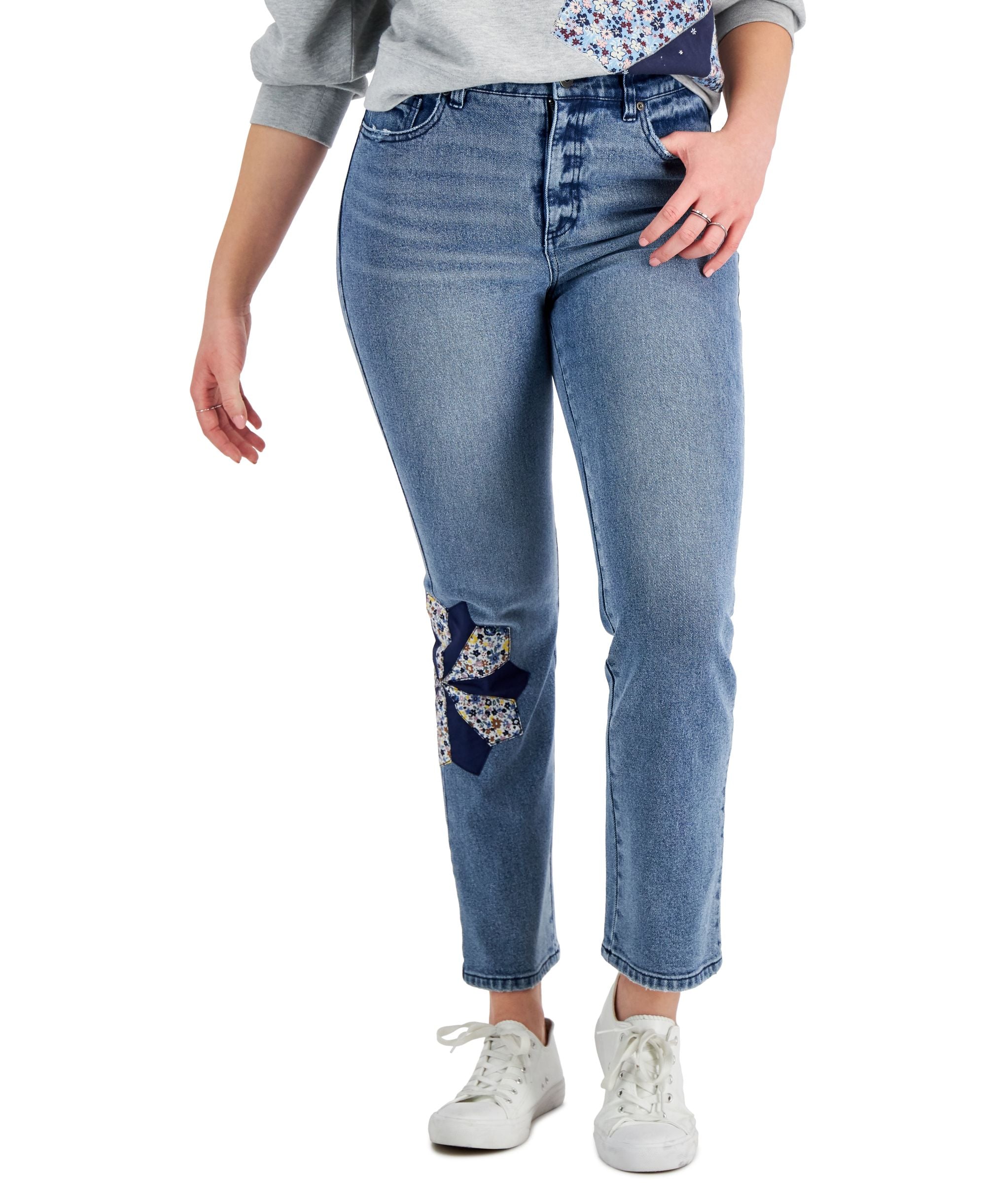 Style & Co Petite Printed Mom Jeans