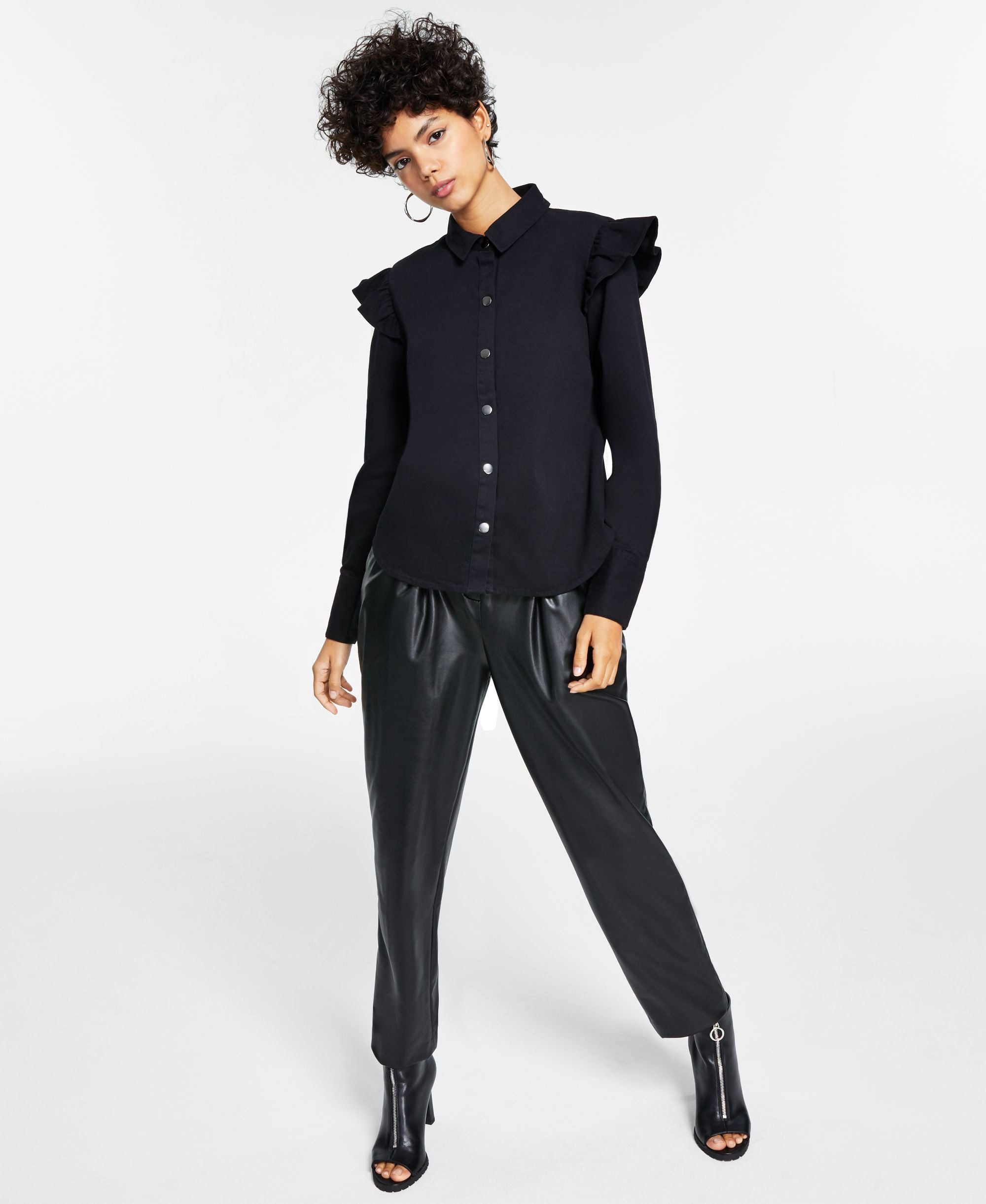 Ruffled-Shoulder Blouse