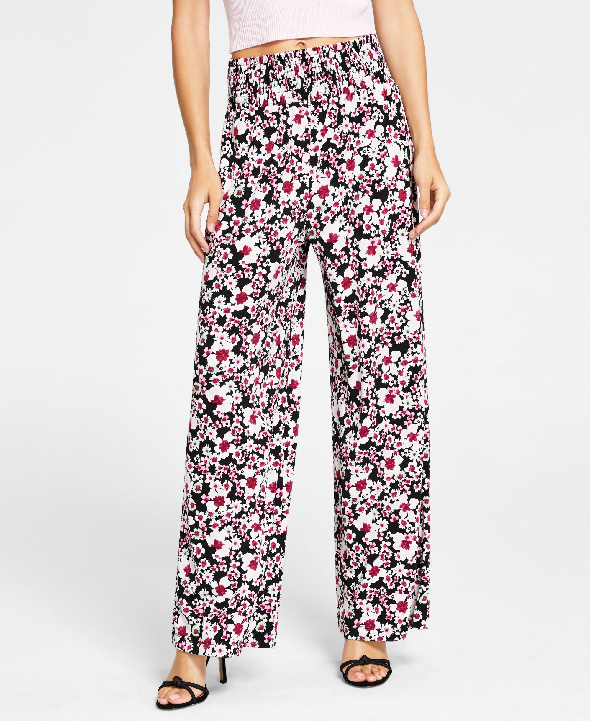 Floral-Print Wide-Leg Pants