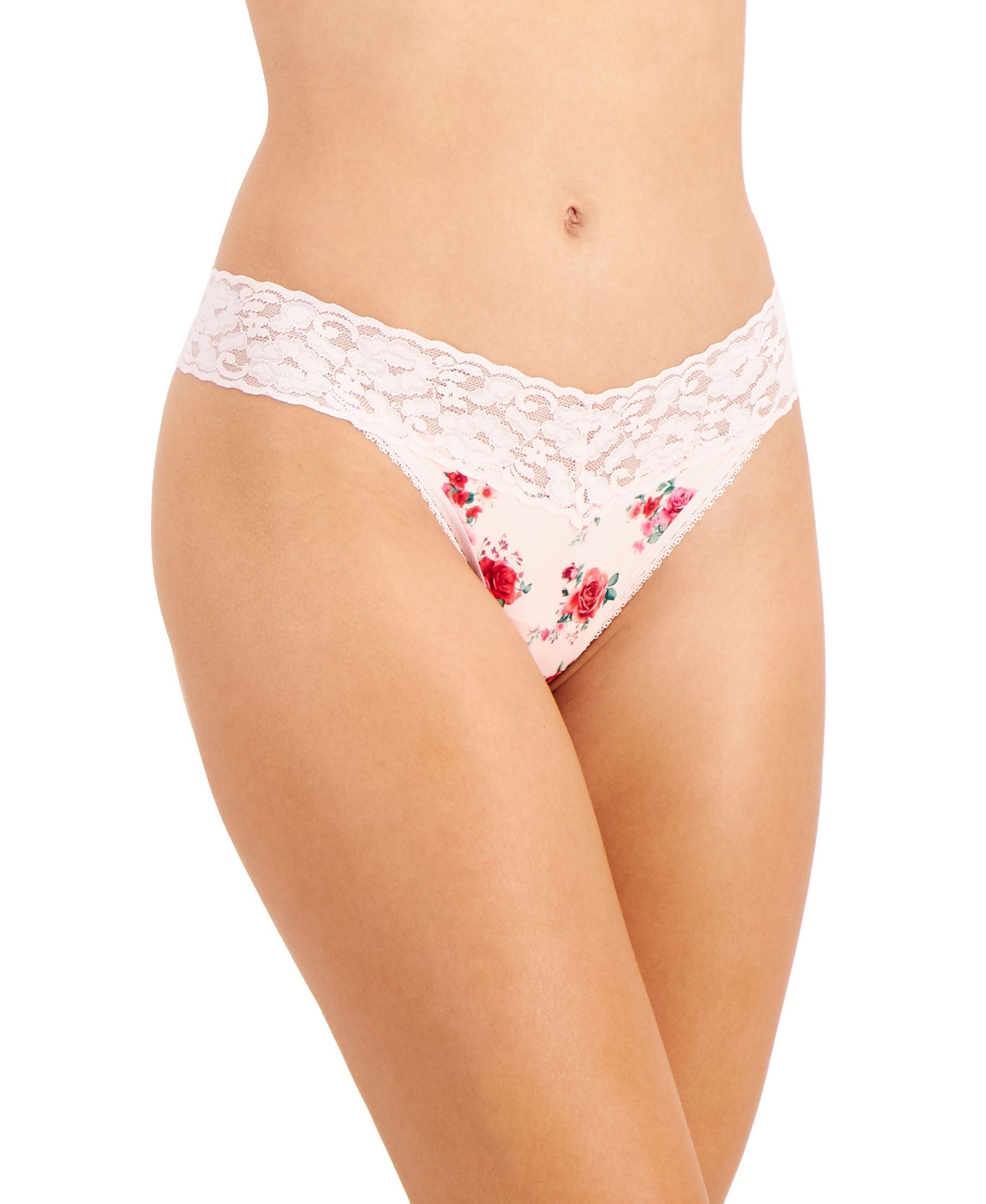 INC International Concepts Womens Lace Trim Thong Underwear