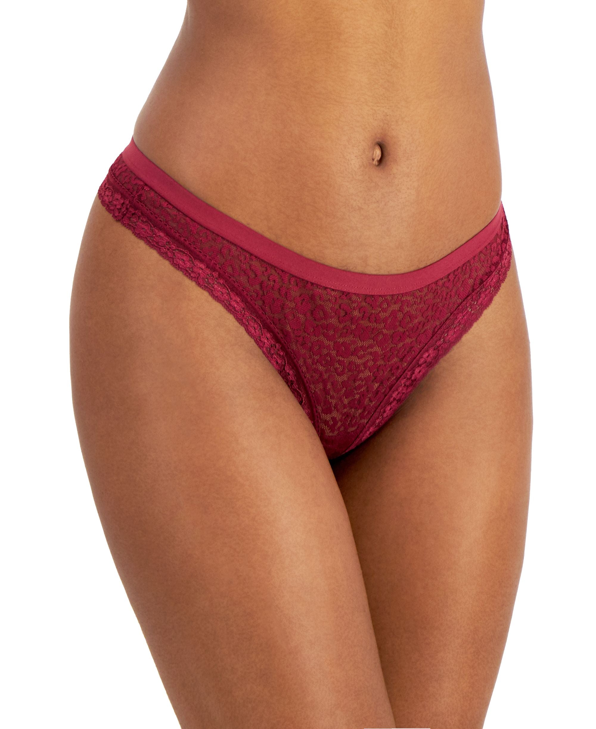 Jenni Womens Leopard Lace Thong