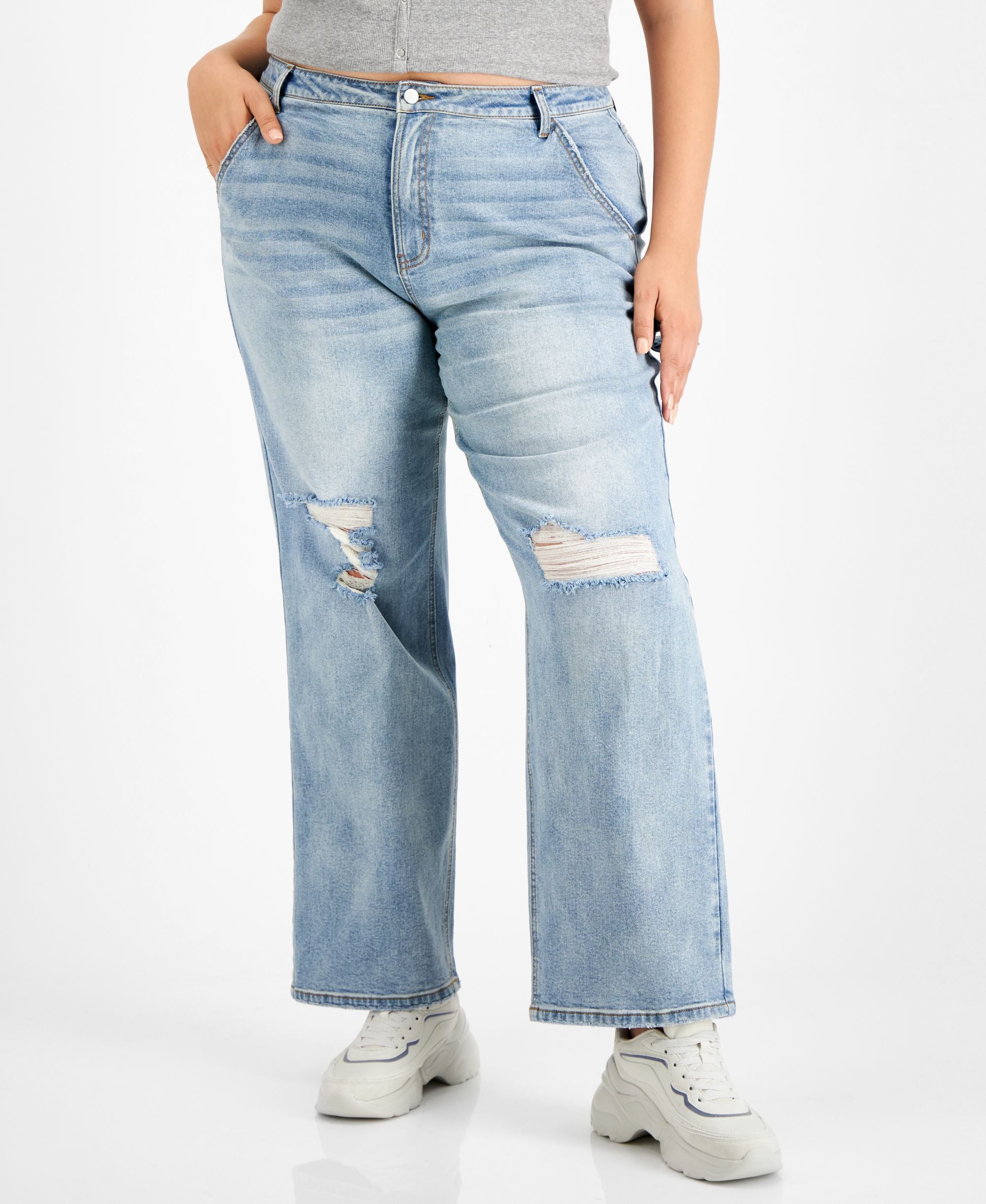 Tinseltown Trendy Plus Size Carpenter Straight Leg Jeans
