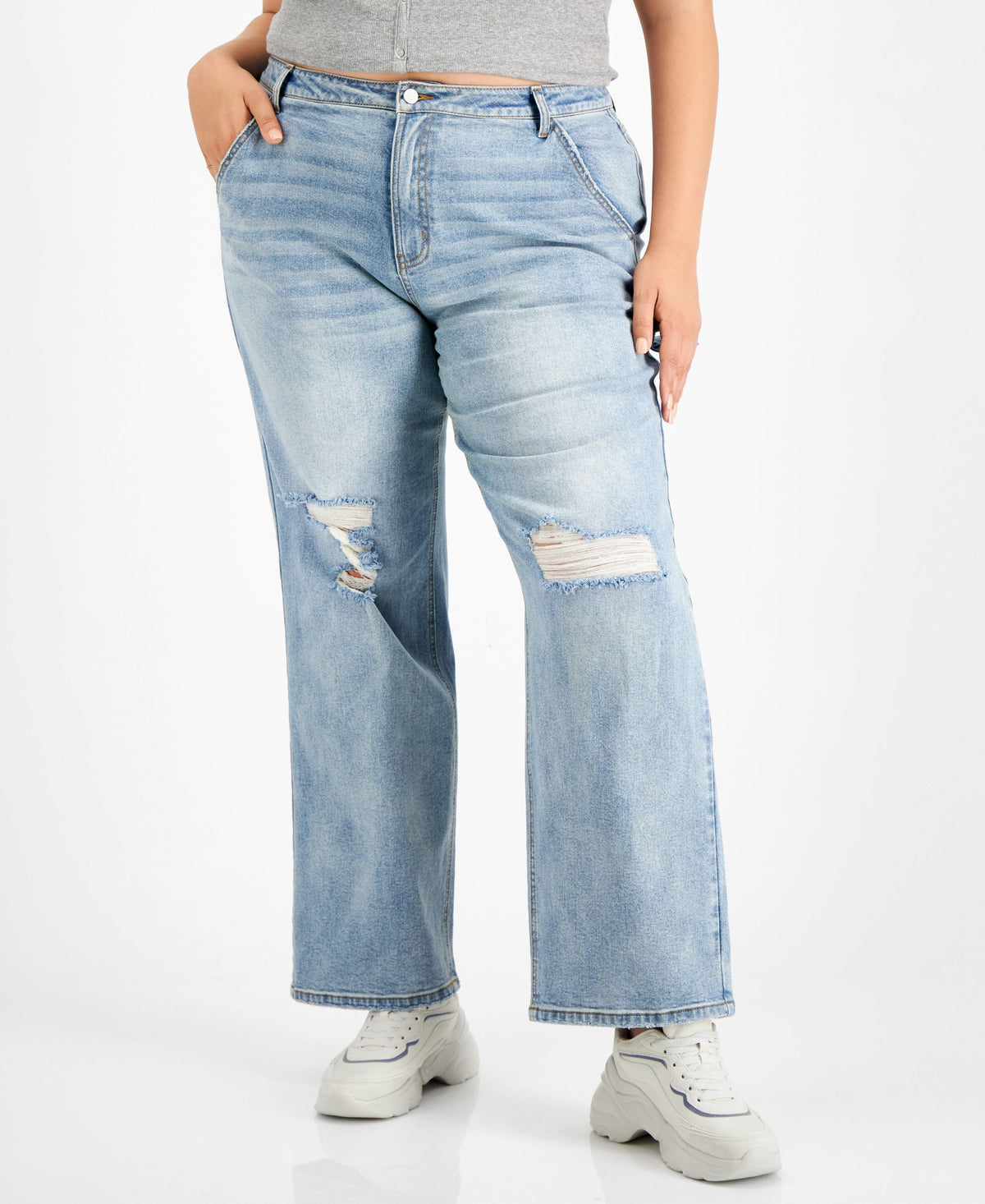 Tinseltown Trendy Plus Size Carpenter Straight Leg Jeans