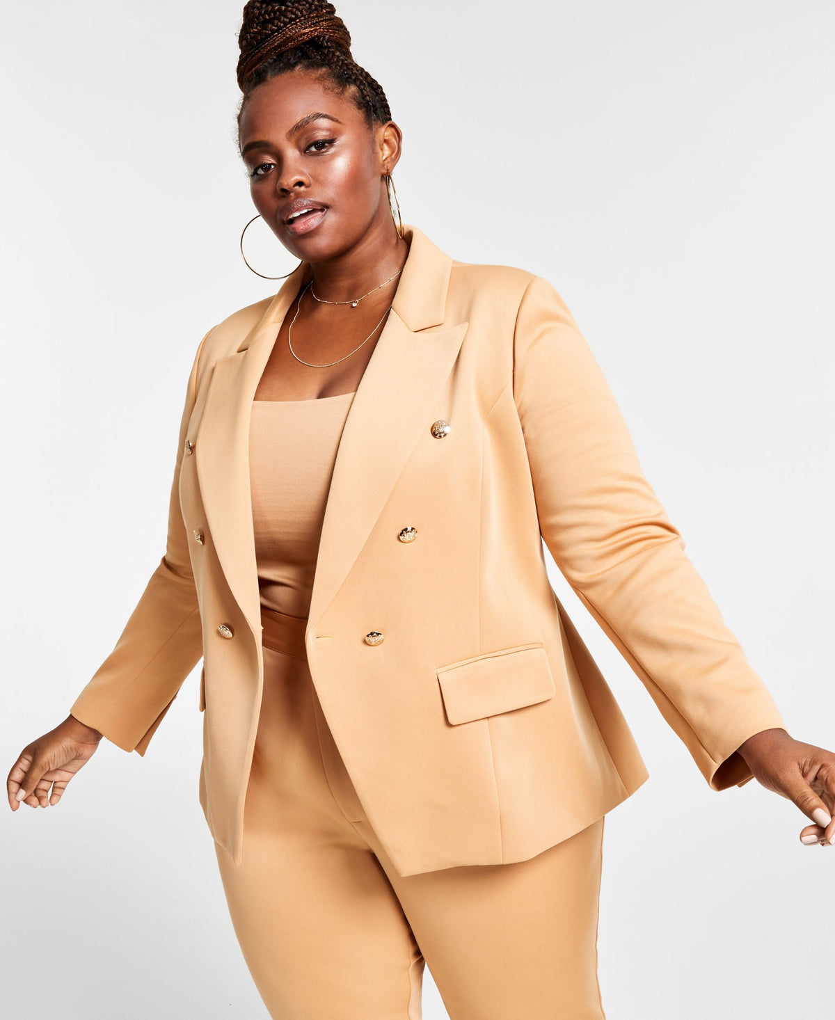 Nina Parker Trendy Plus Size Double Breasted Blazer