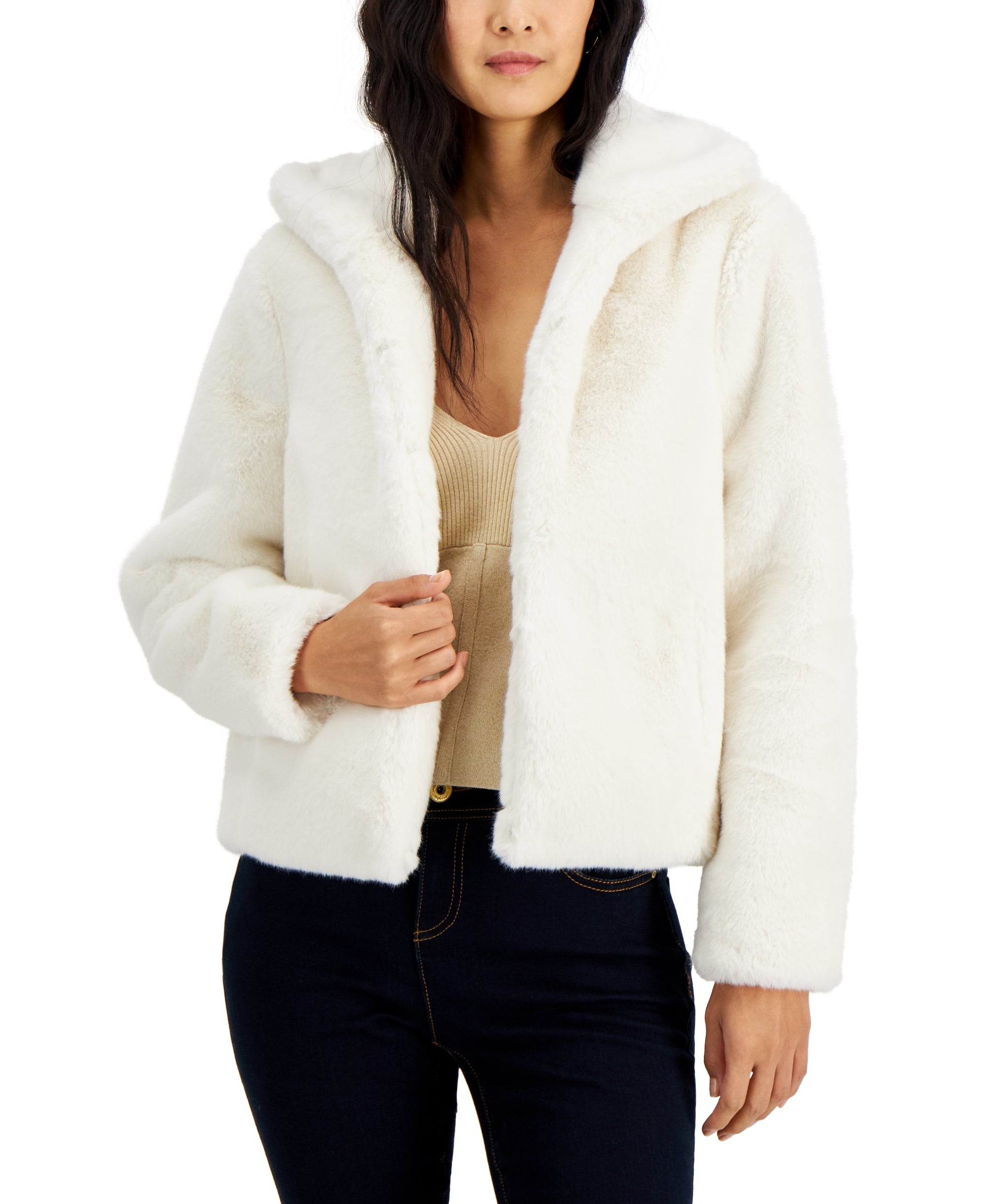 Petite Cropped Faux-Fur Jacket