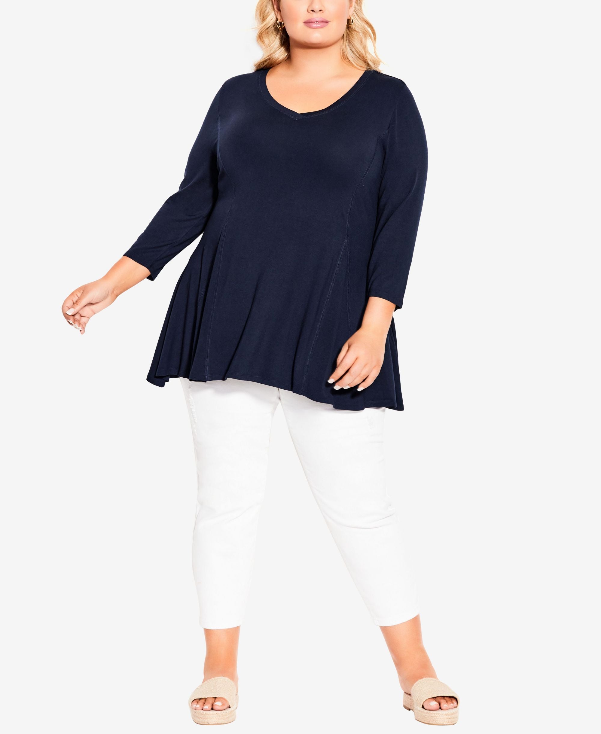Plus Size V Neck Swing Top