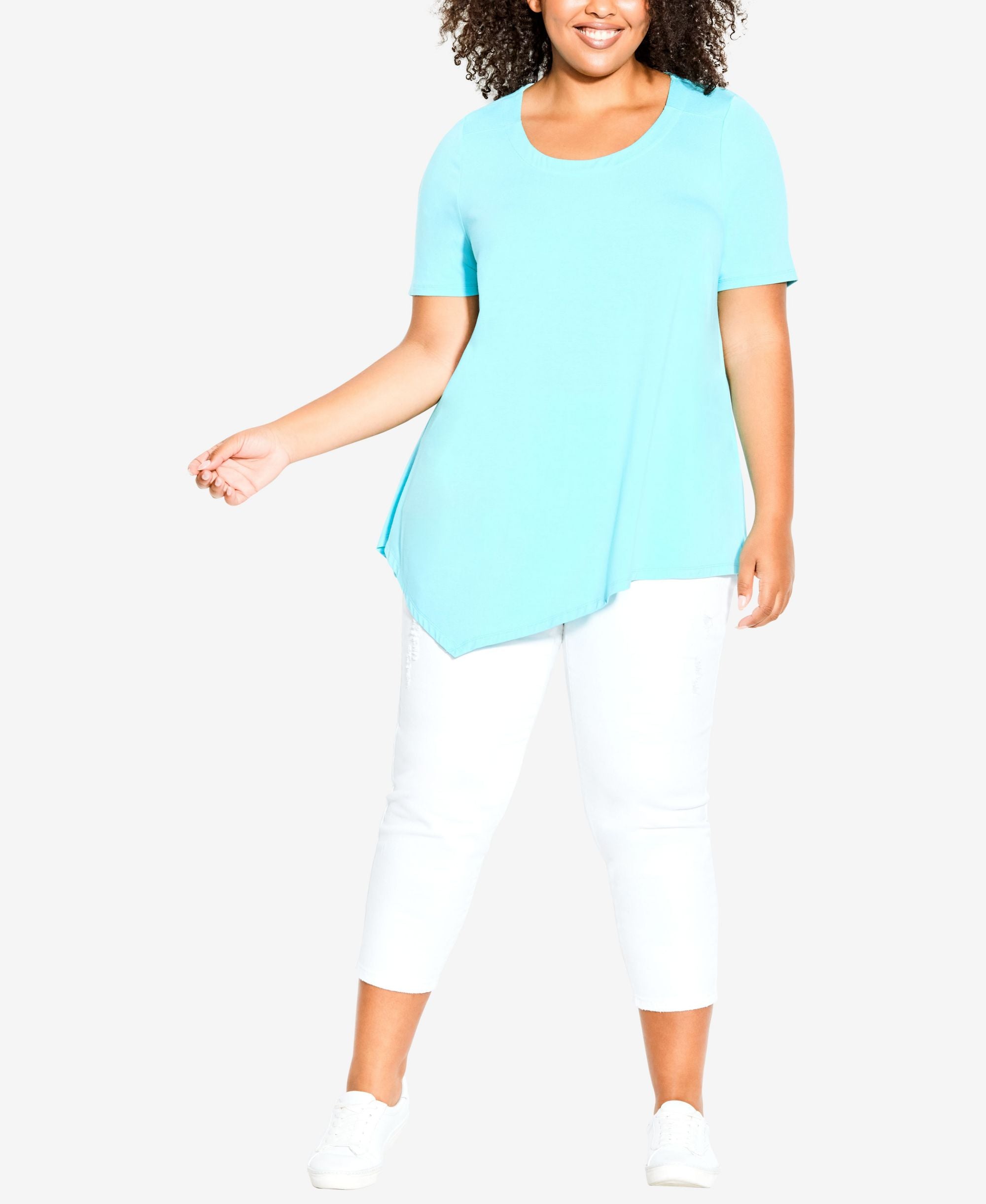 Plus Size Asymmetrical Hem Tunic Top