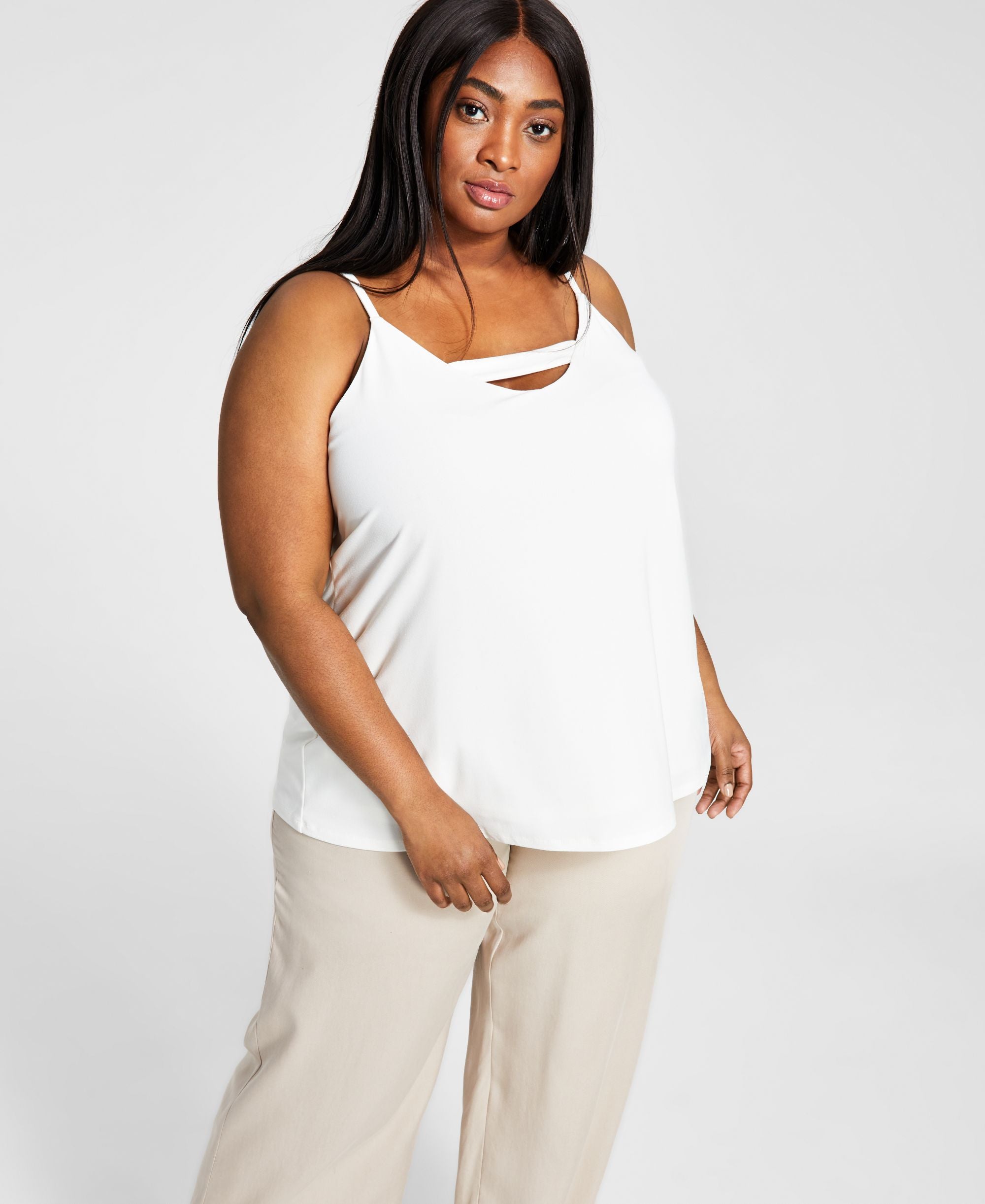 Bar III Trendy Plus Size Zip Back Halter Top