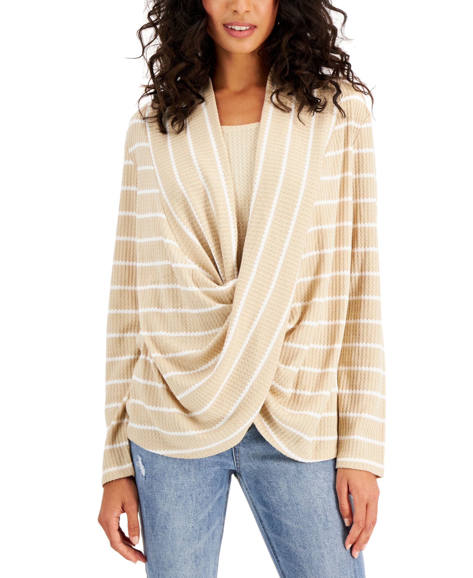Fever Twisted Front Waffle Knit Top