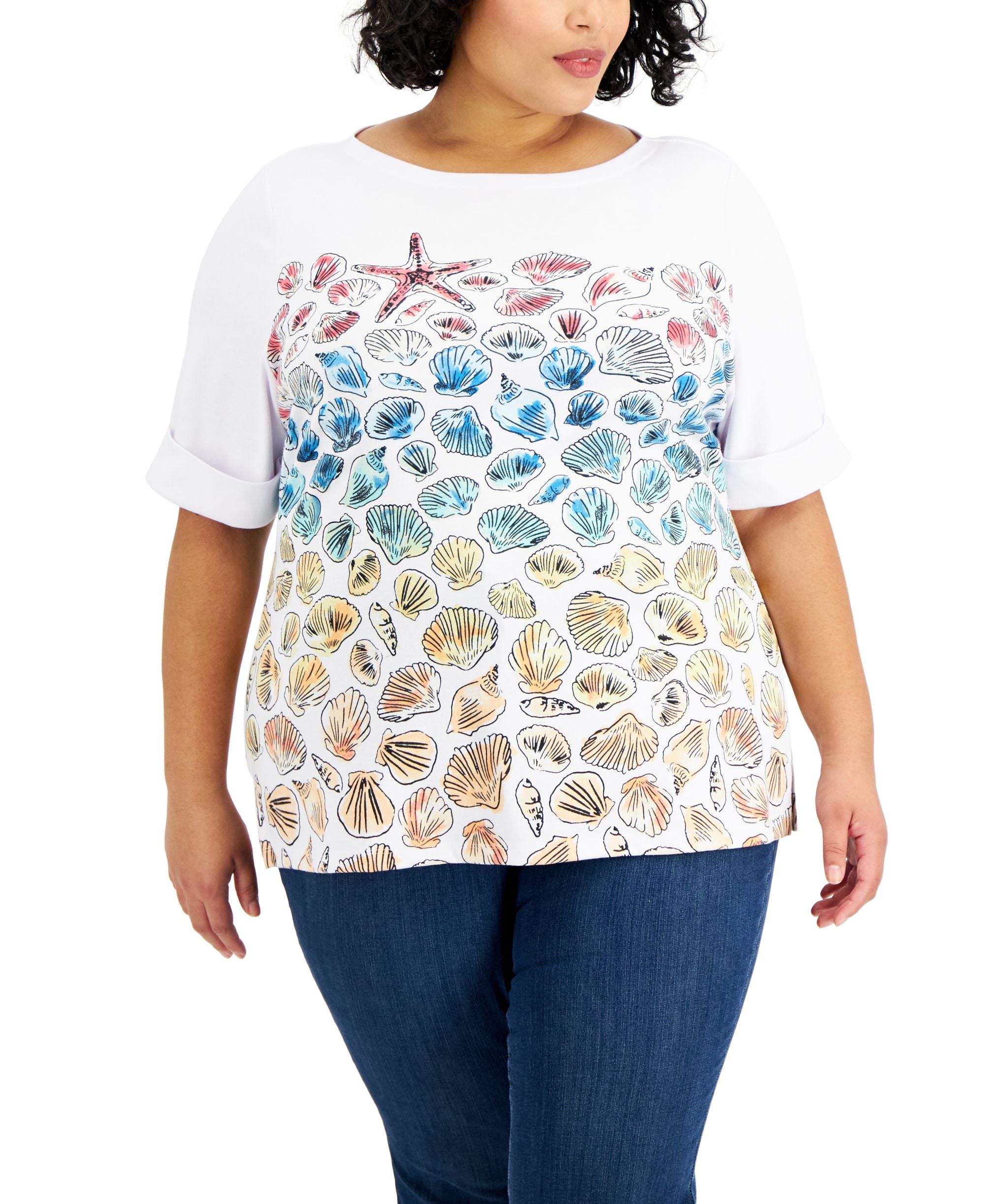 Karen Scott Plus Size Boatneck Top