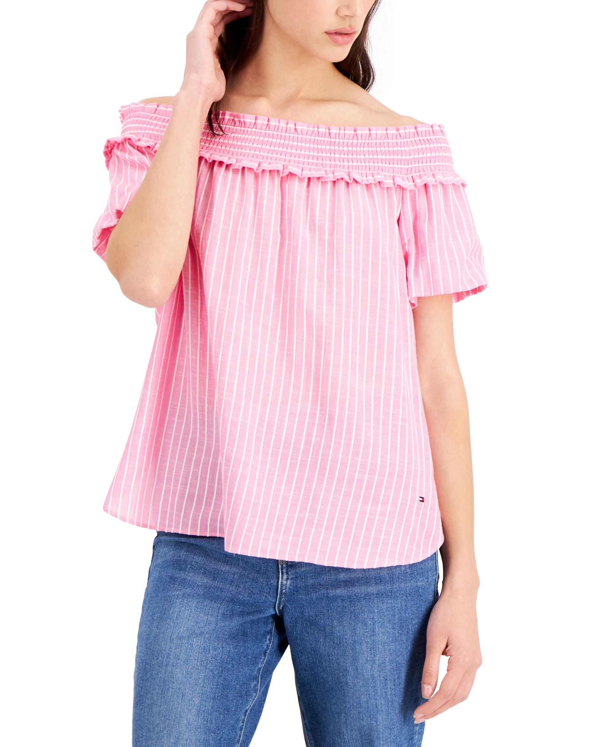 Tommy Hilfiger Striped Off-The-Shoulder Top