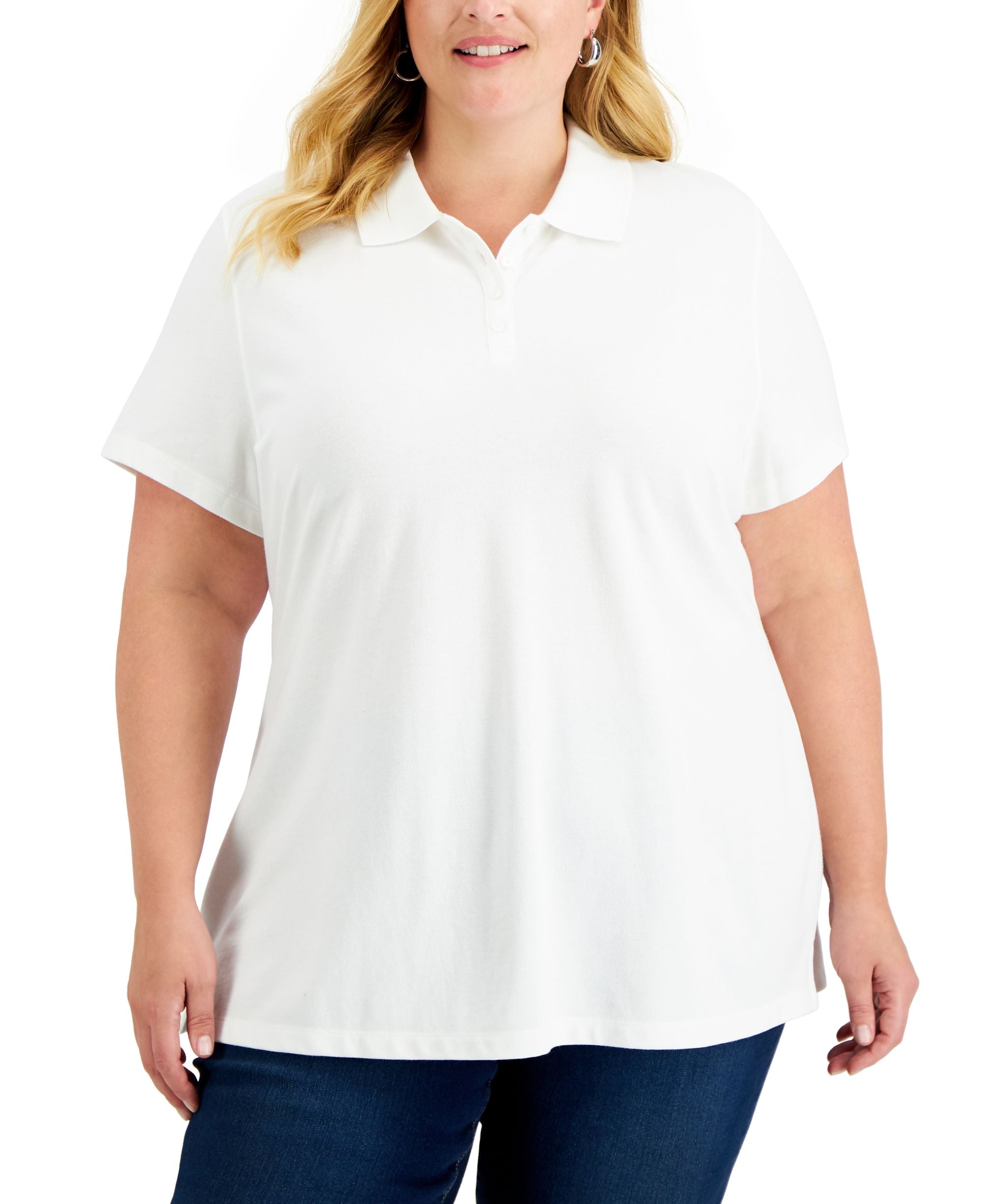 Karen Scott Plus Size Pique Polo Top