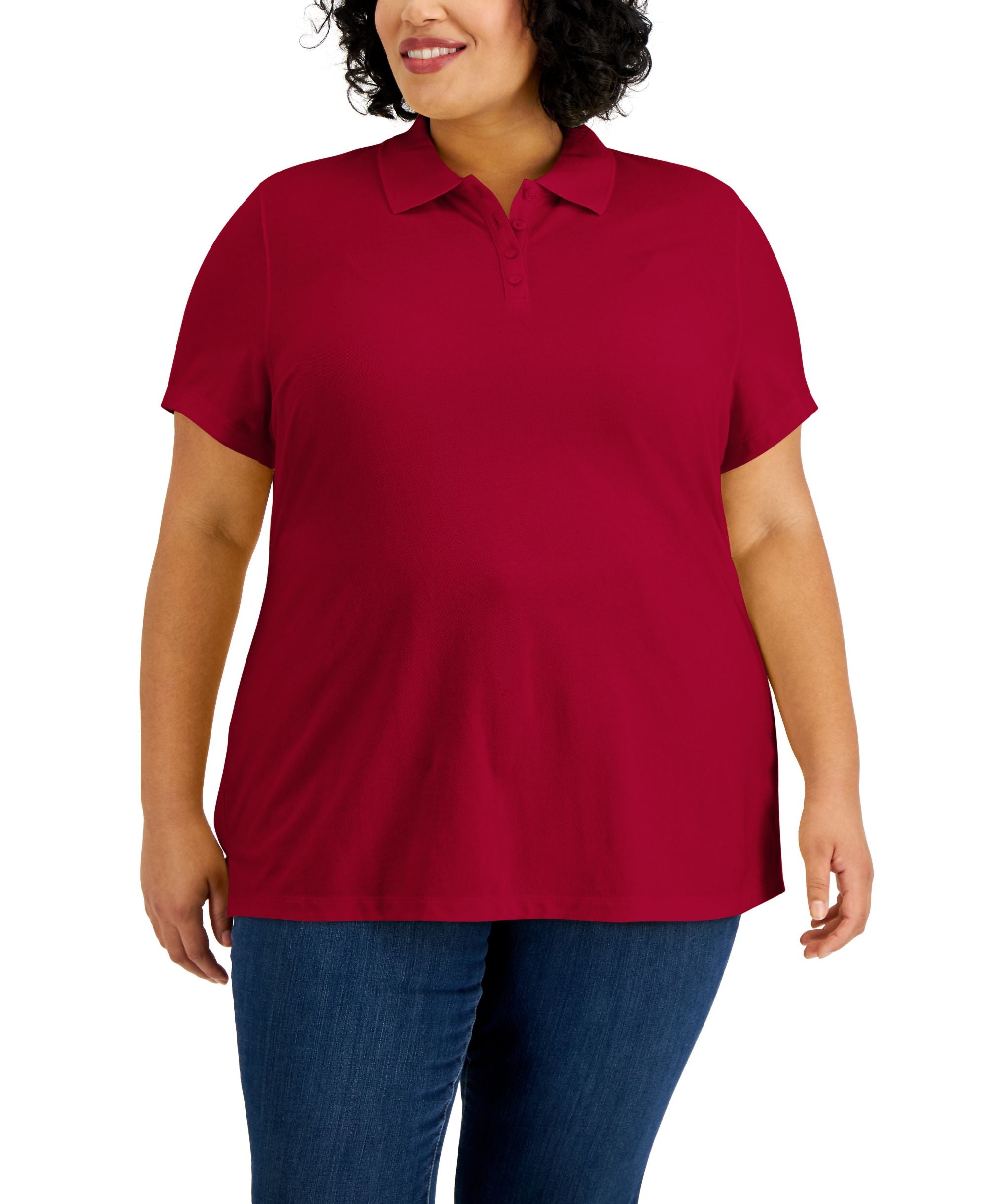 Karen Scott Plus Size Pique Polo Top