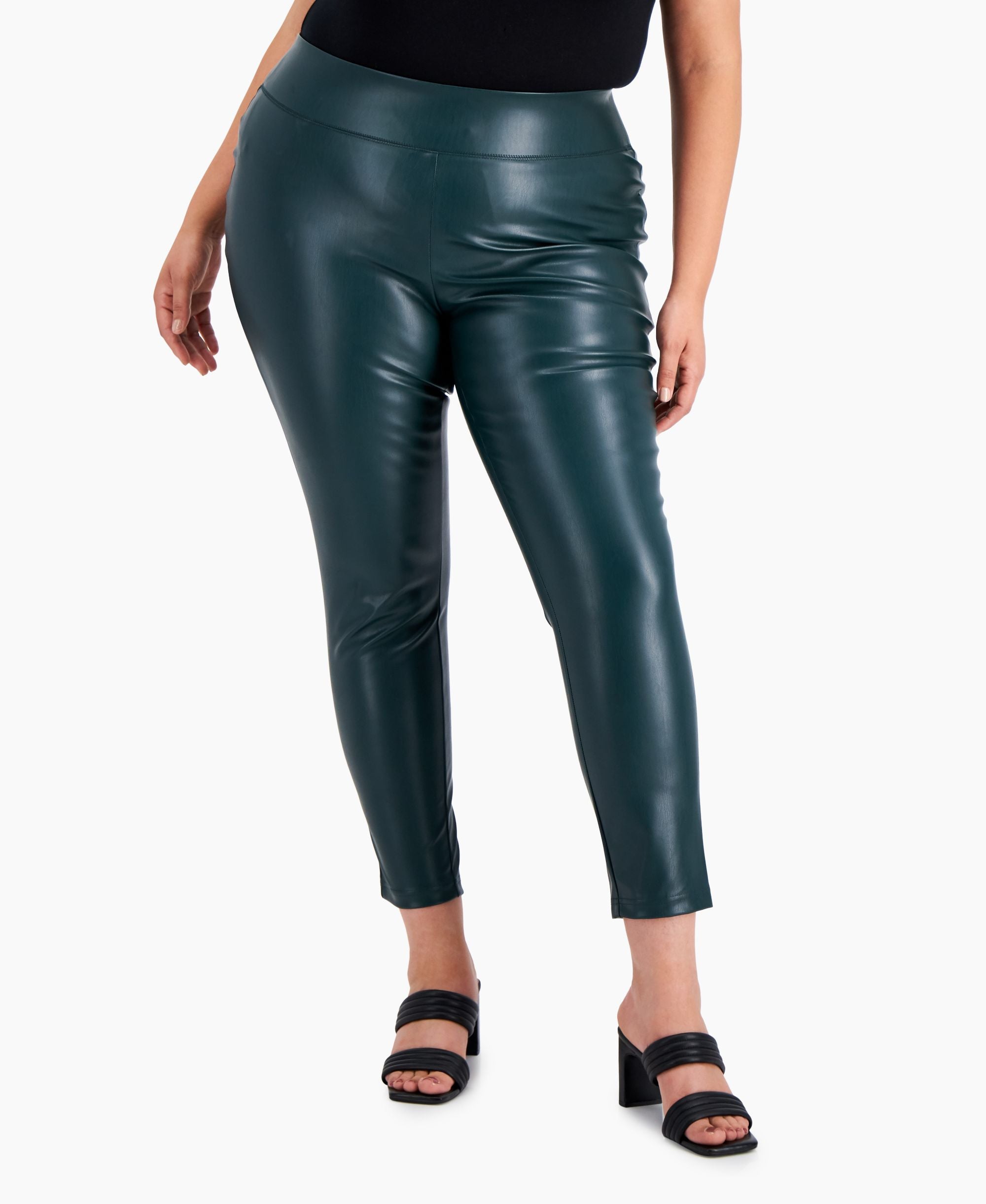 INC International Concepts Faux Leather Ankle Length Skinny Pants