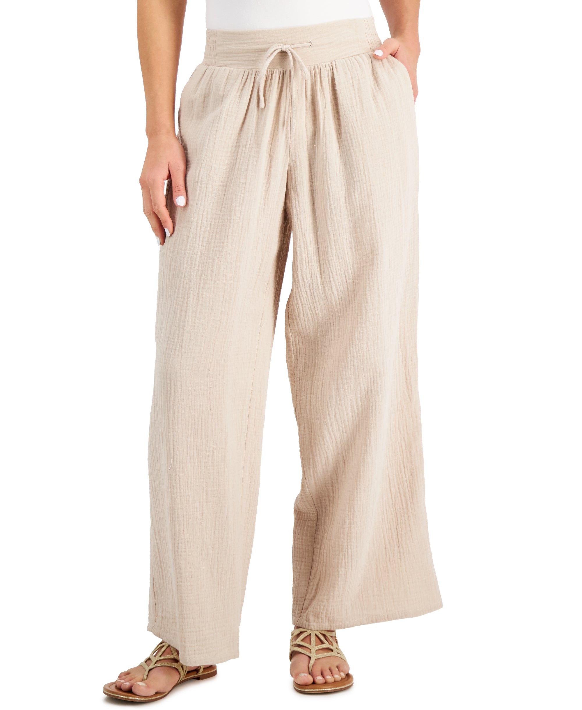 Women's Wide Leg Cotton Gauze Pants