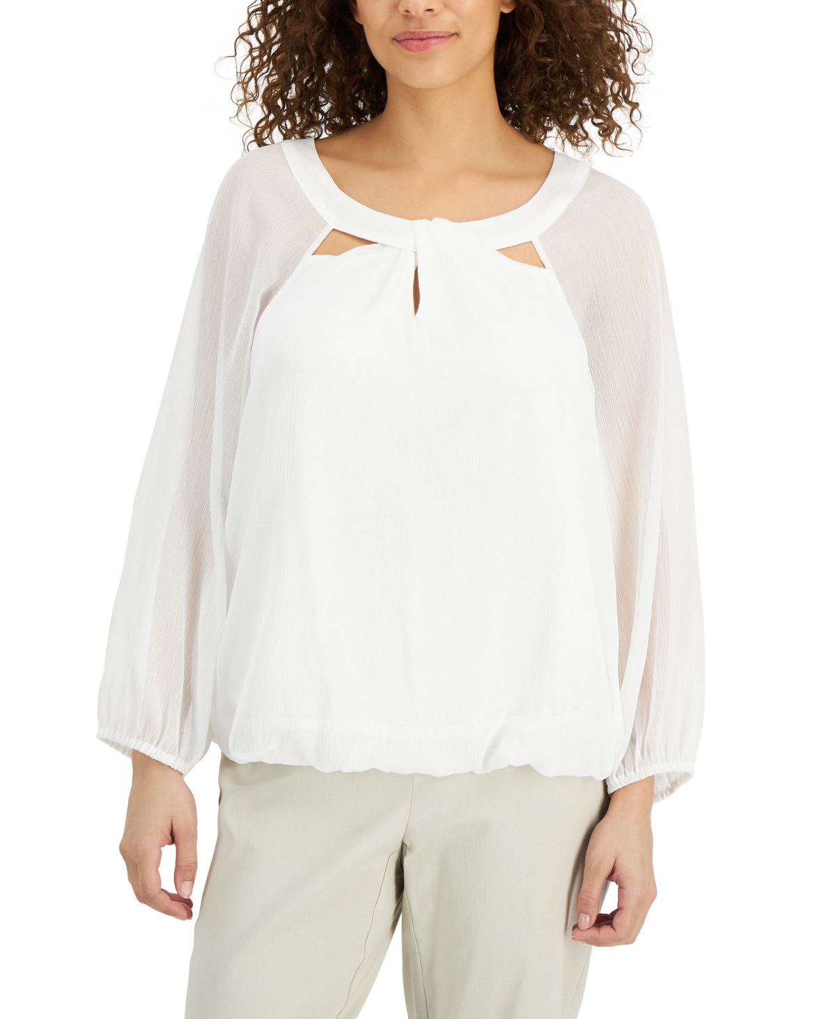 JM Collection Metallic Detail Keyhole Top