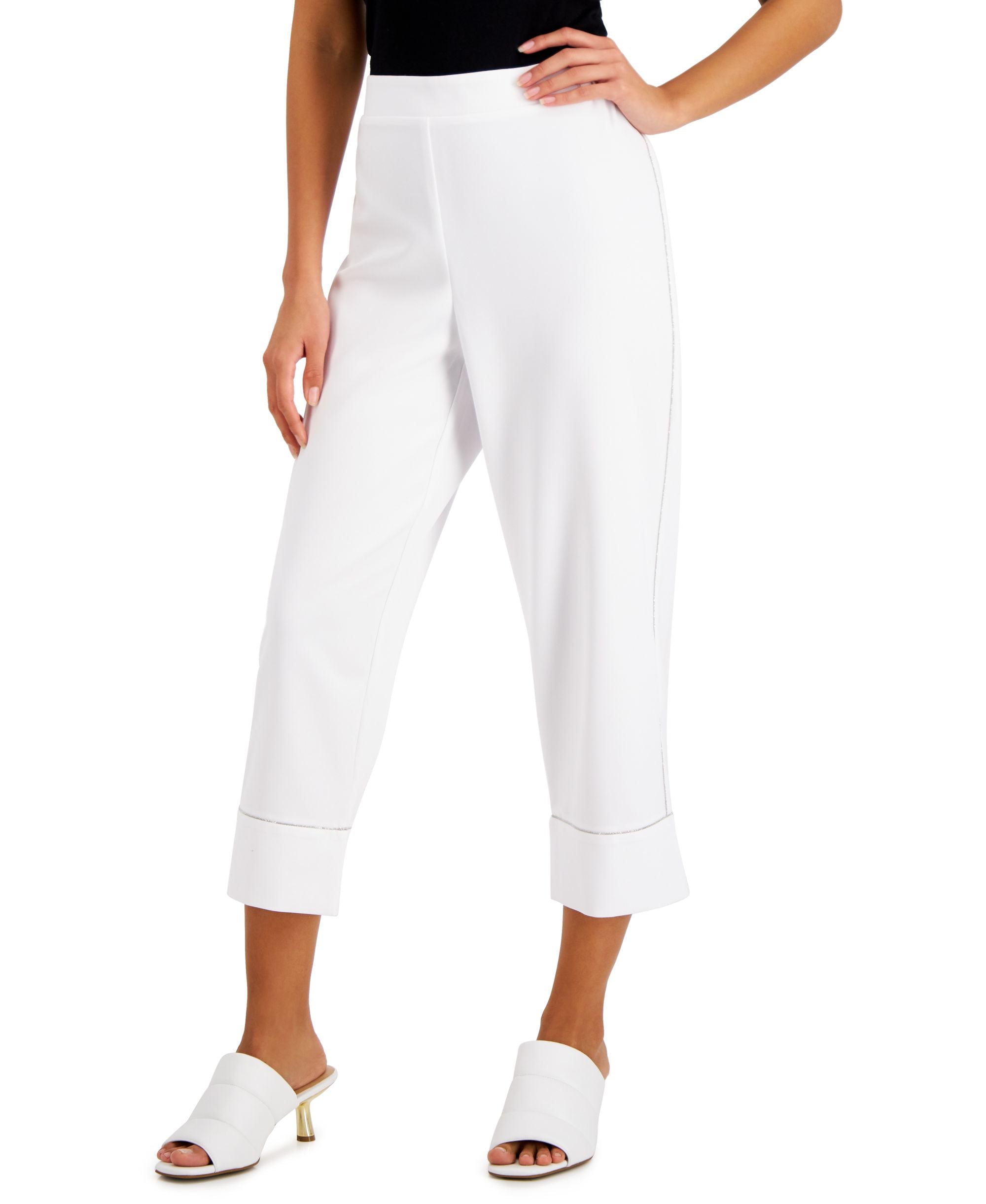 JM Collection Petite Embellished Pull On Capri Pants