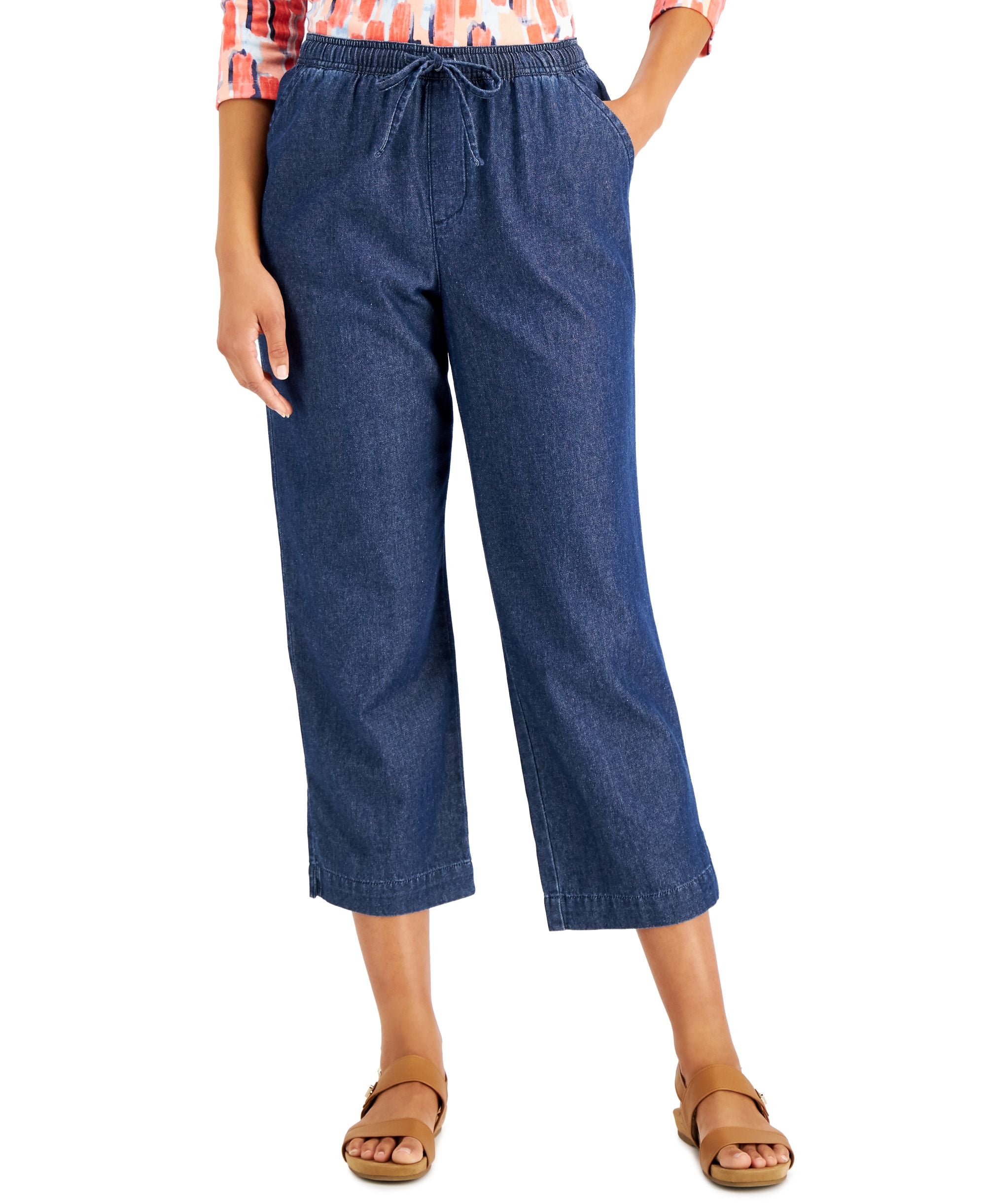 Karen Scott Daphne Cotton Denim Capri Pants