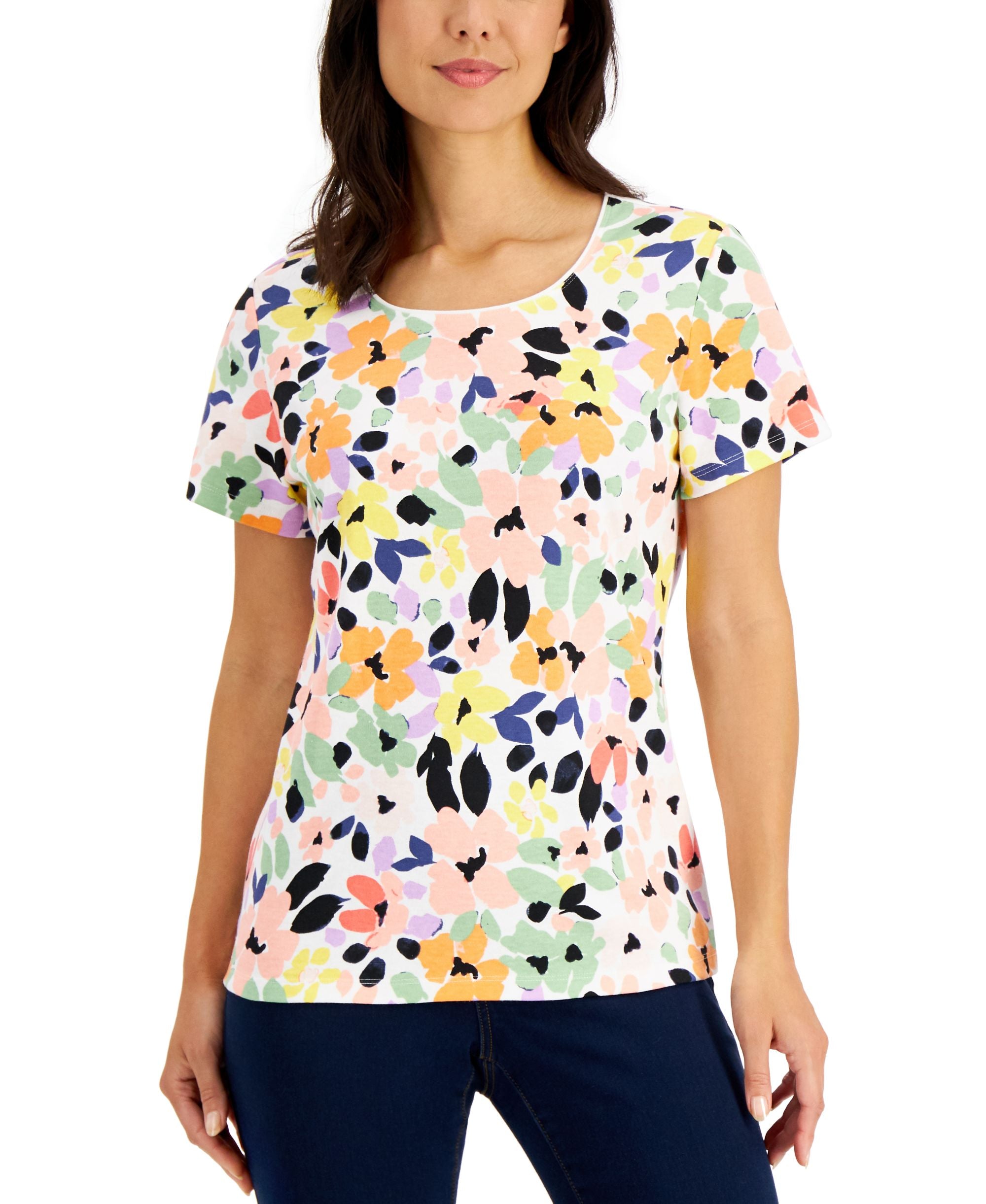 Karen Scott Petite Floral Print Top