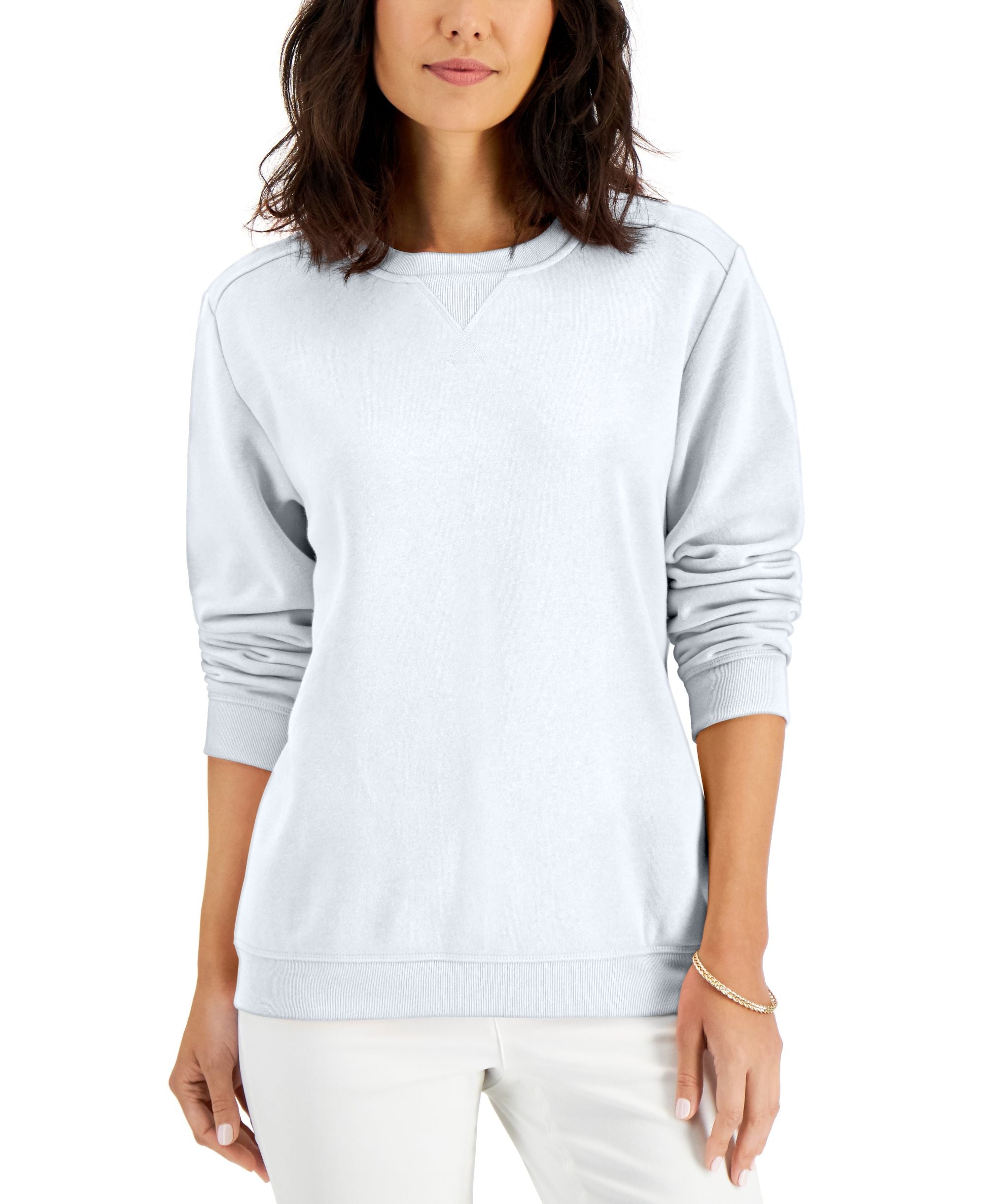 Karen Scott Crew Neck Fleece Sweatshirt