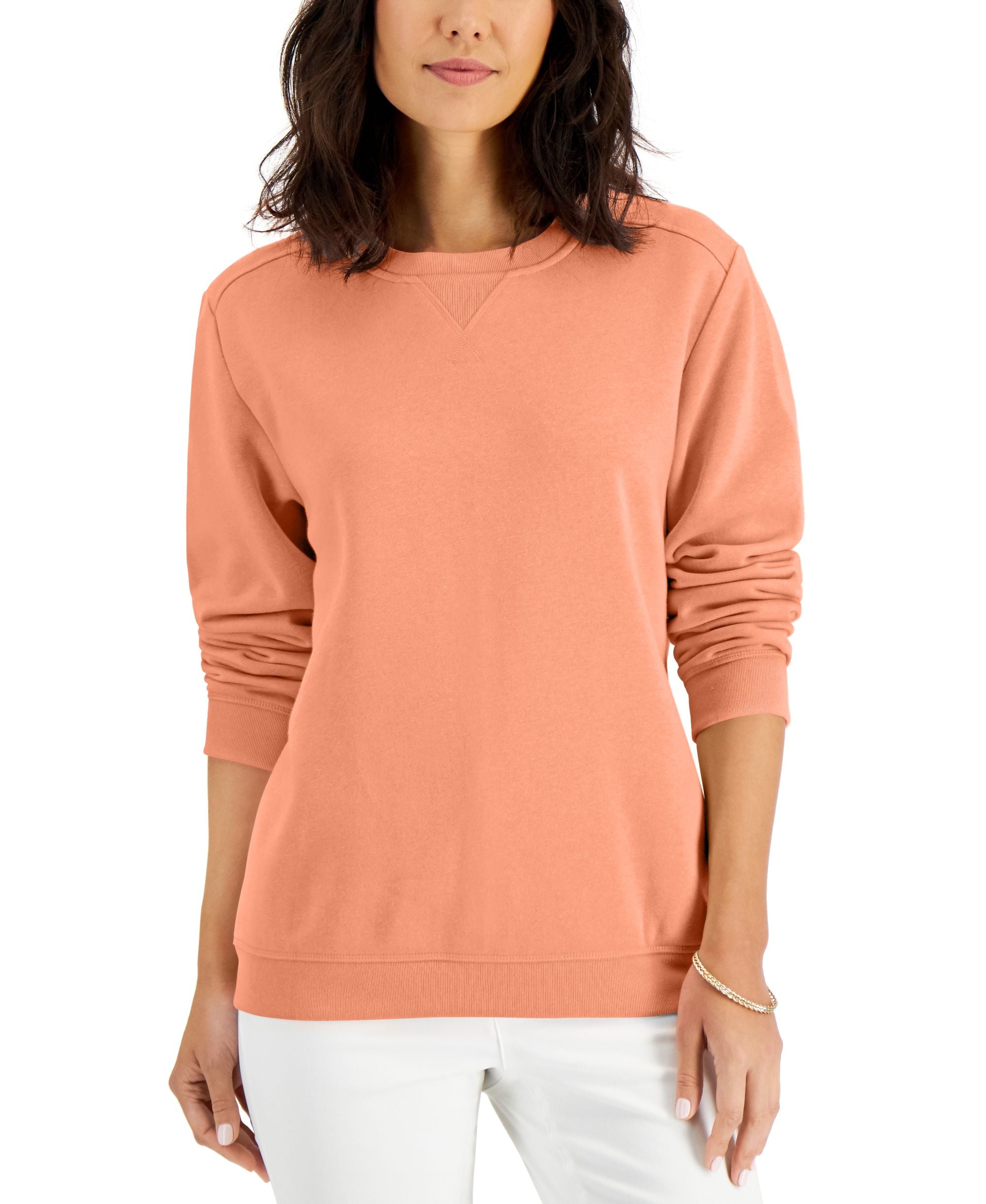 Karen Scott Crew Neck Fleece Sweatshirt