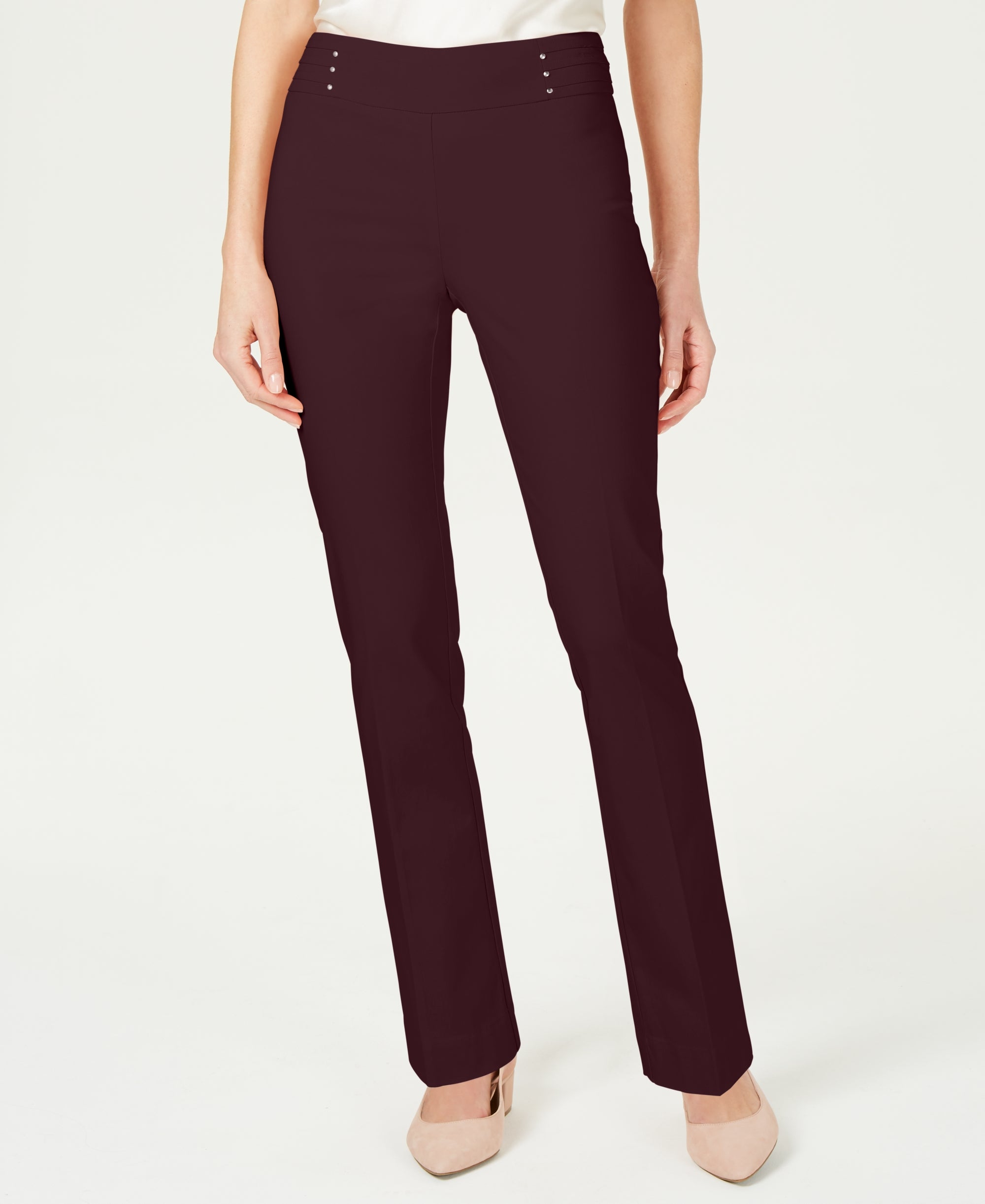 Women's Studded Pull-On Tummy Control Pants, Regular and Short Lengths