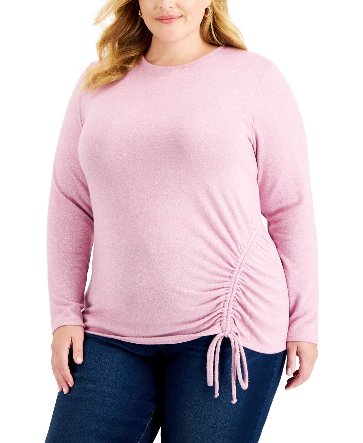 INC International Concepts Plus Size Metallic Ruched Top